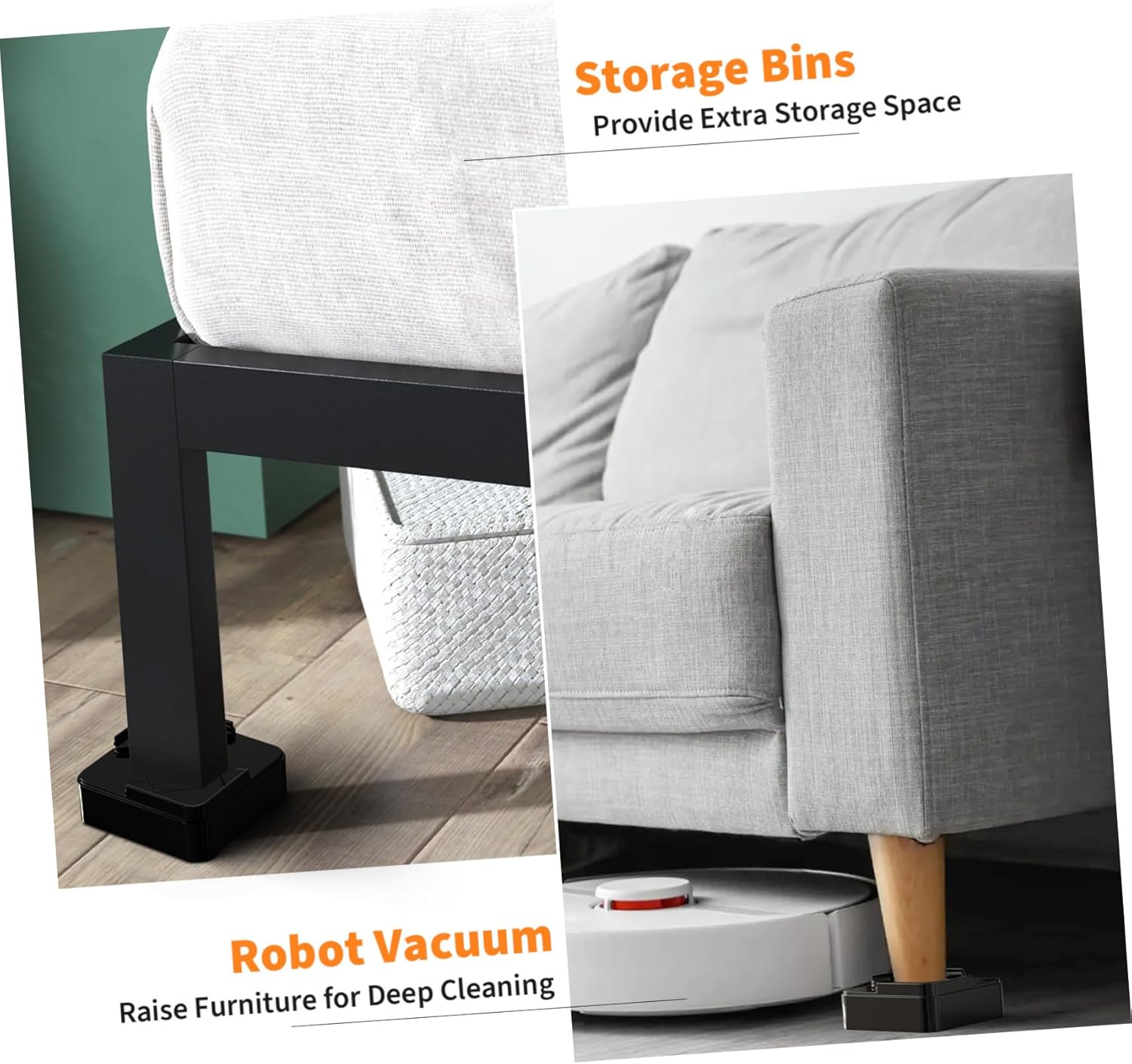 EXCEART 16pcs Nonslip Furniture Risers Stackable Bed and Sofa Leg Pads for Heightening - Floors for Organizing Storage Space