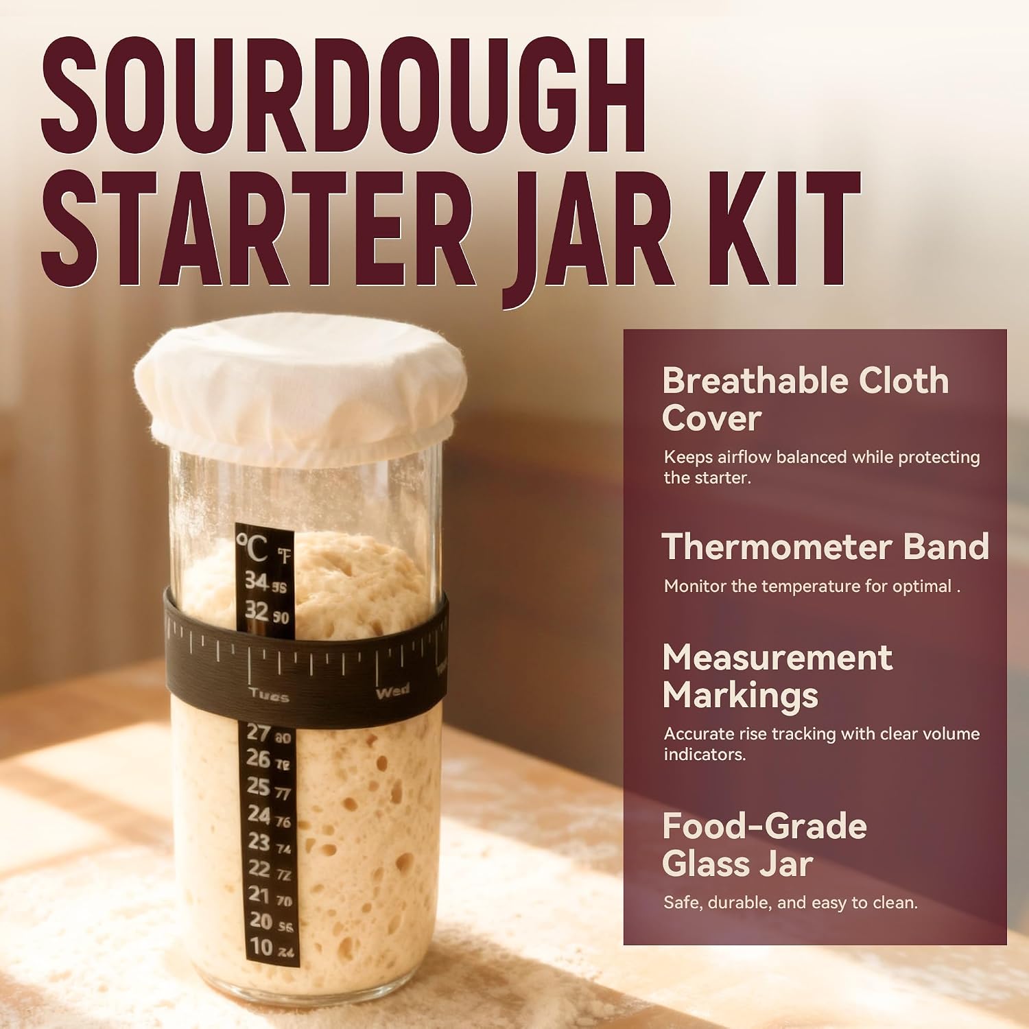 Sourdough Starter Kit, 9" Round and 9.7" Oval Banneton Proofing Baskets, Bread Baking Supplies with Glass Starter Jar, Dough Whisk, Bread Lame, Scrapers and Linen Liners