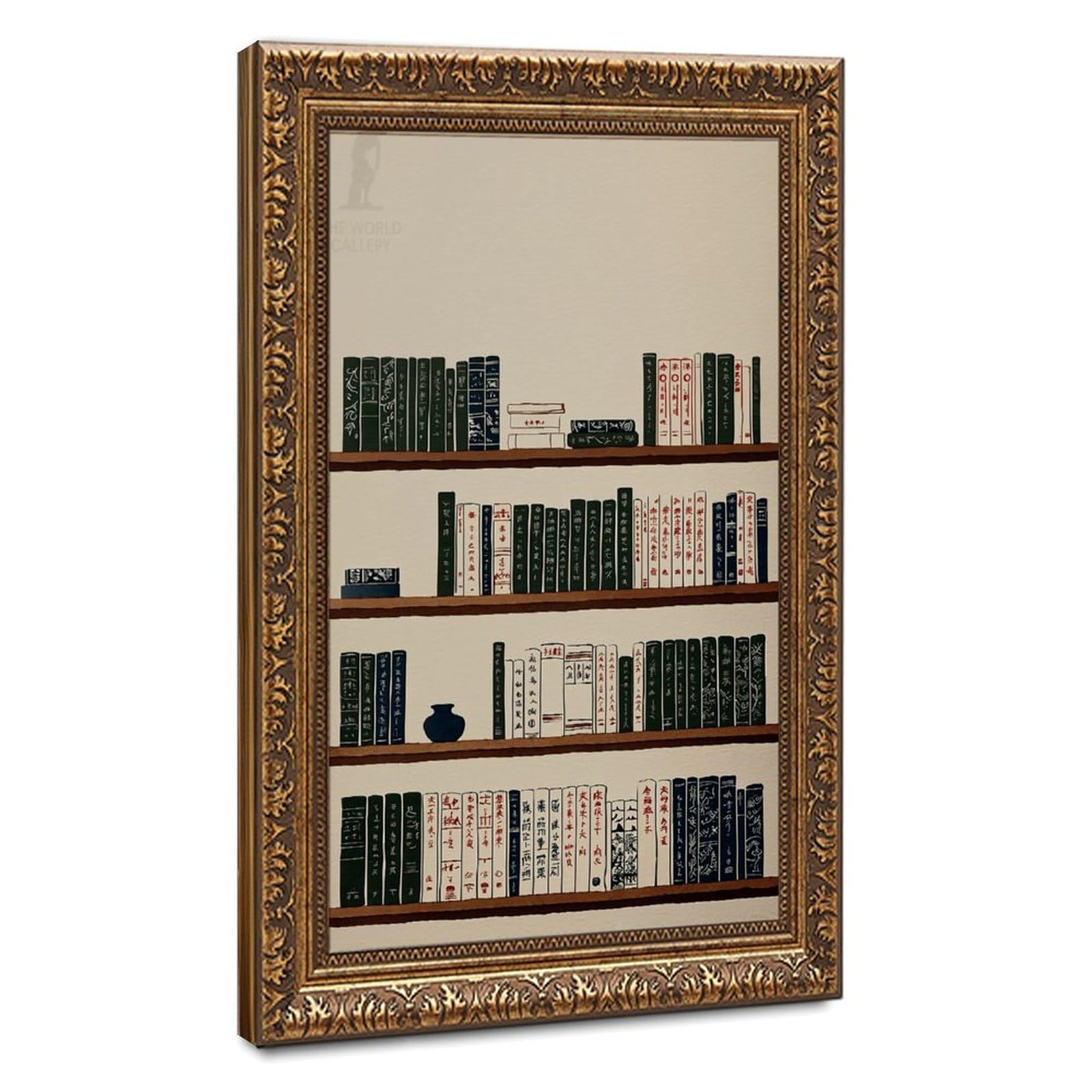 AYINUER Bookshelf With Books And Vase Poster Canvas Poster for Living Room Decor Gift