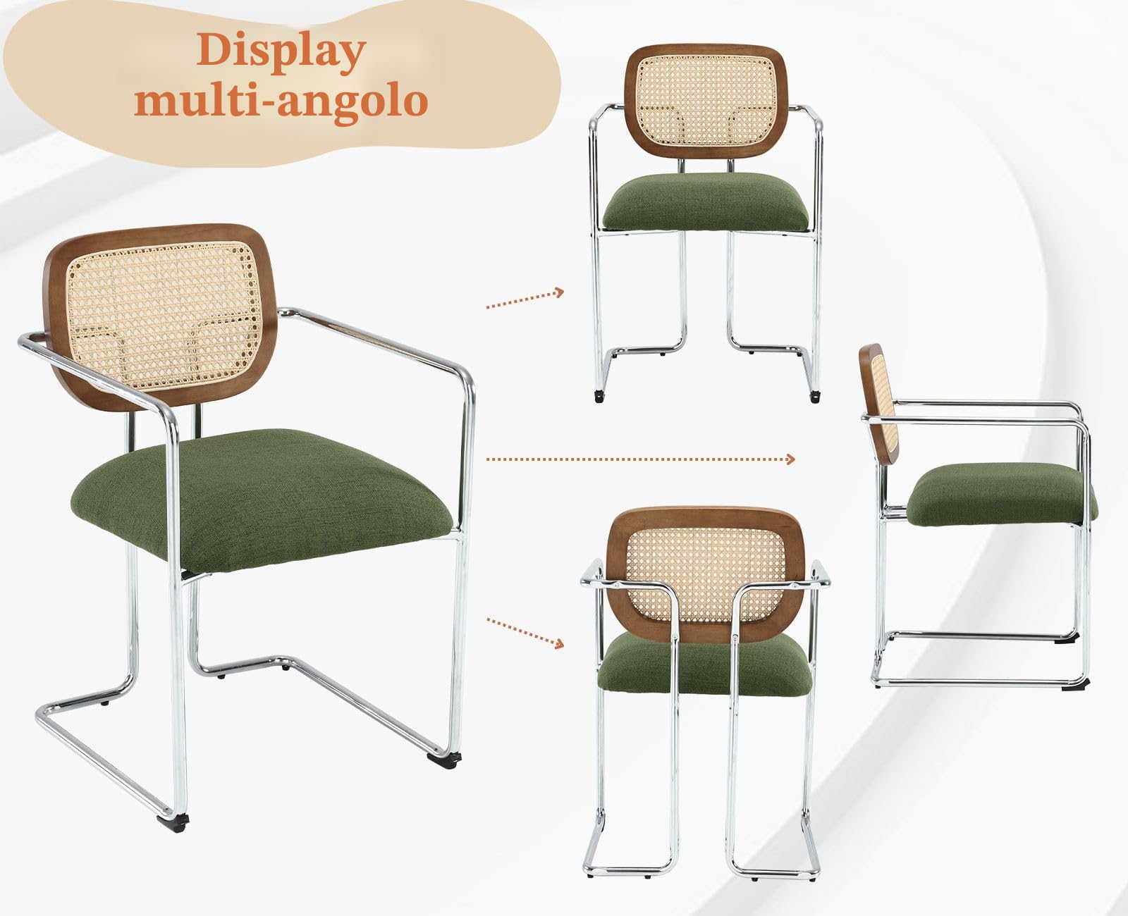 chairus Set di 2 Sedie da Pranzo Sedie da Cucina in Tessuto di Lino, Verde | sedie sala da pranzo sedie da cucina moderne sedie imbottite per pranzo