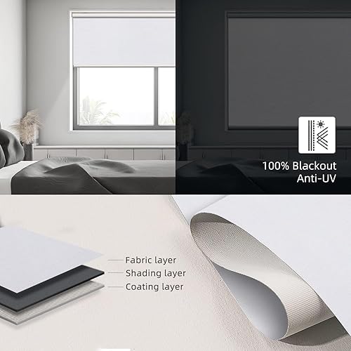 Miniatura 6 de SmartWings Persiana enrollable motorizada funciona con HomeKit, automáticas, 100% opacas, control remoto inalámbrico para casa inteligente, motor