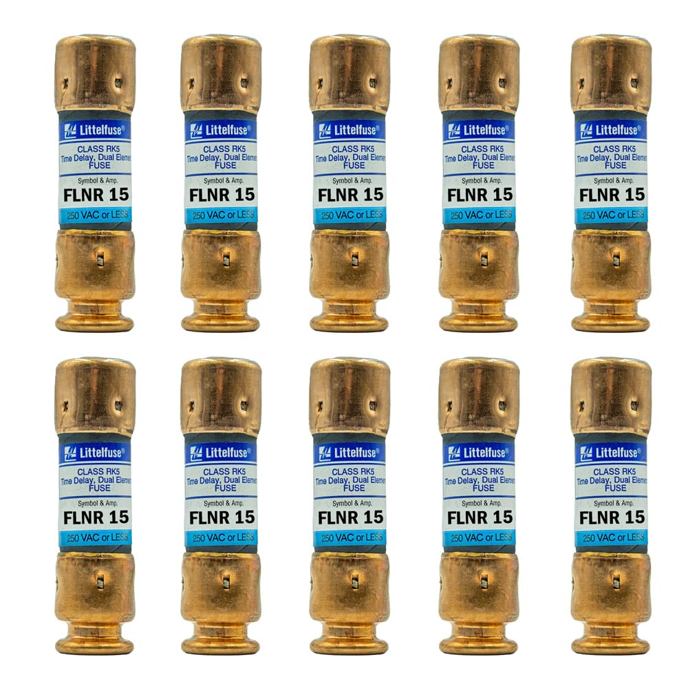 10-Pack New FLNR15 FLNR-15A 250Vac Time Delay Fuse,FLNR-15 Current Limiting Class RK5 Cartridge Fuse