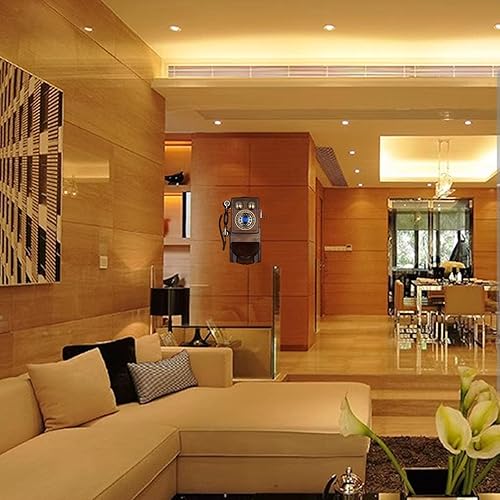 Miniatura 3 de Teléfono de pared retro, teléfono antiguo con cable de montaje en pared, teléfonos fijos antiguos, decoración clásica de pared de madera para el