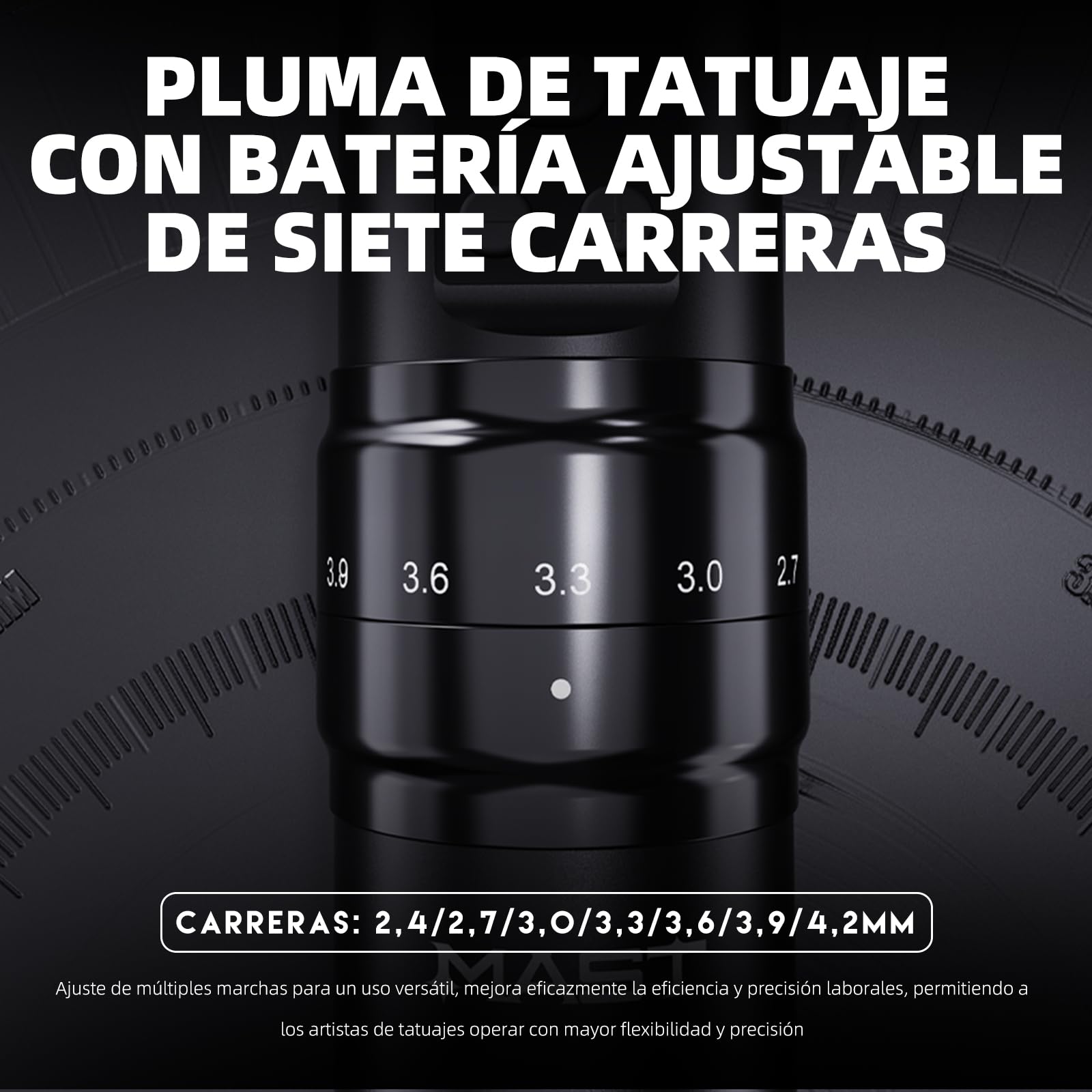 Mast Fold2 Pro Pen Máquina de Tatuaje Rotary Inalámbrica Tattoo Gun 7 Stroke Length de Batería 2000mAh Powerful Motor by Mcore Smart Display Screen para Artistas Profesionales (WQP-076-10YMX)