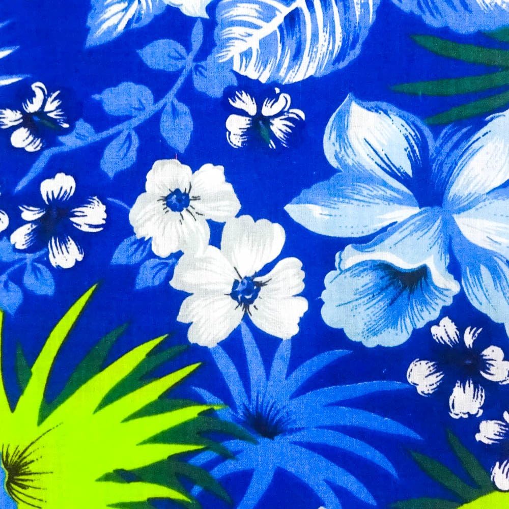 The Fabric Exchange Hawaiian Floral Blue Poly Cotton, 58"/60" Inches Wide – Sold by The Yard