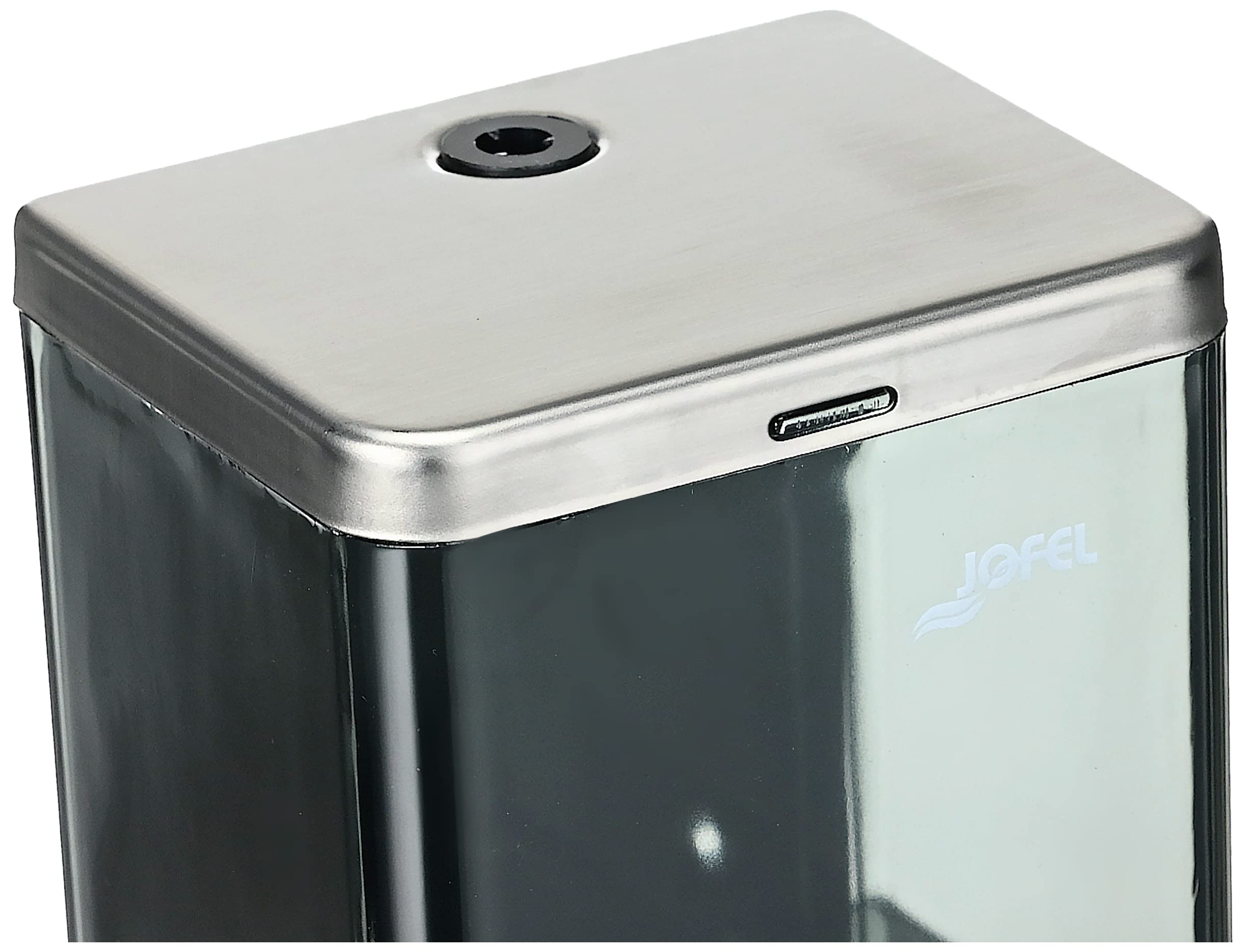 Jofel - ac21150 Vision, Dispensador de jabón, Dosificador de jabón líquido con depósito rellenable, Pulsador de ABS, Depósito en SAN Fumé de 1,4 Lts.
