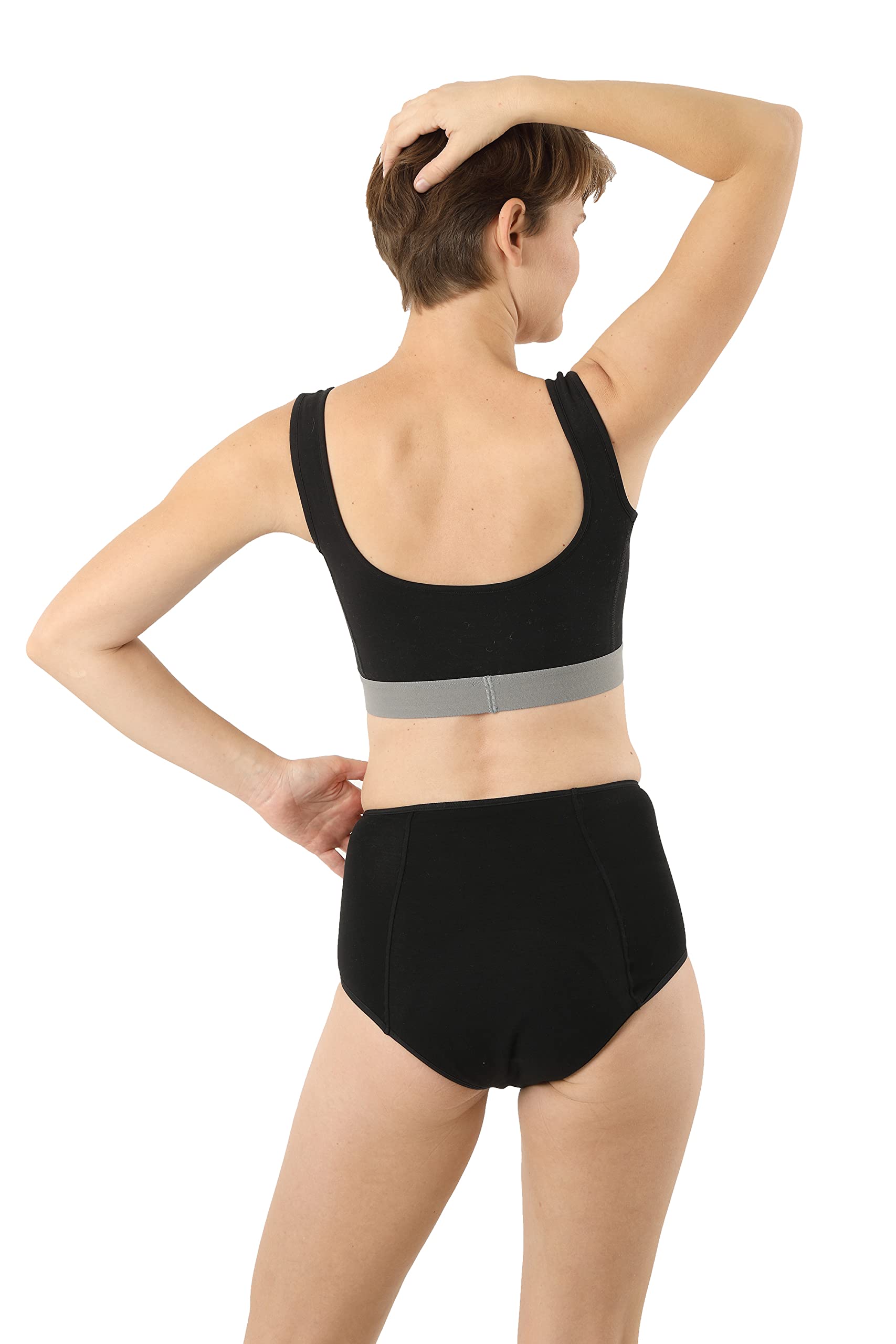 ALBERT KREUZ Femme Culottes menstruelles Bio-Baumwolle Super Taille Haute Set de 2 Noir