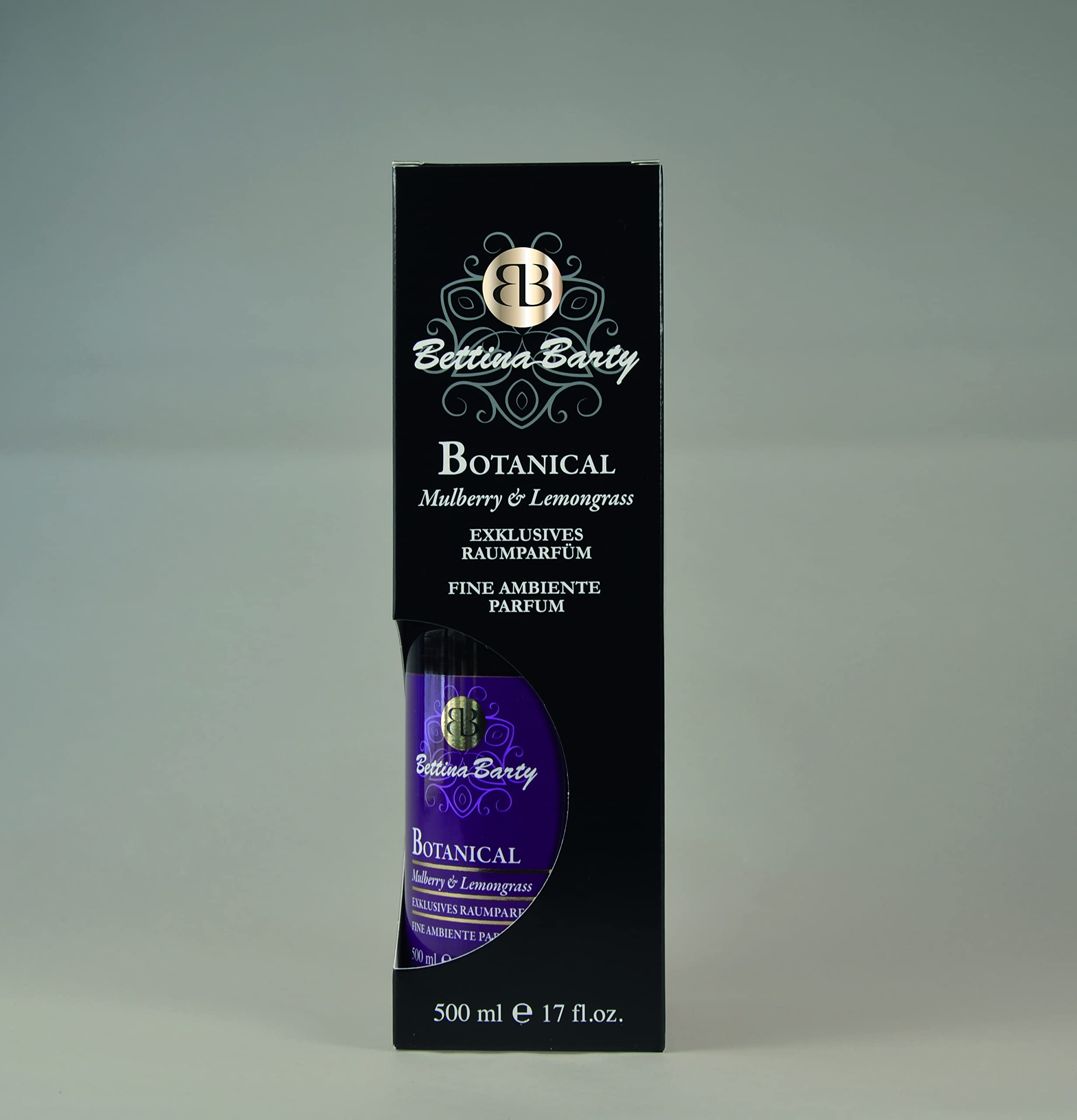 BETTINA BARTY Mulberry & Lemon Scented Reed Diffuser Oil Bottle with 10 Stick Set for Home Fragrance, Living Room, and Bed office Black 500ml 214039