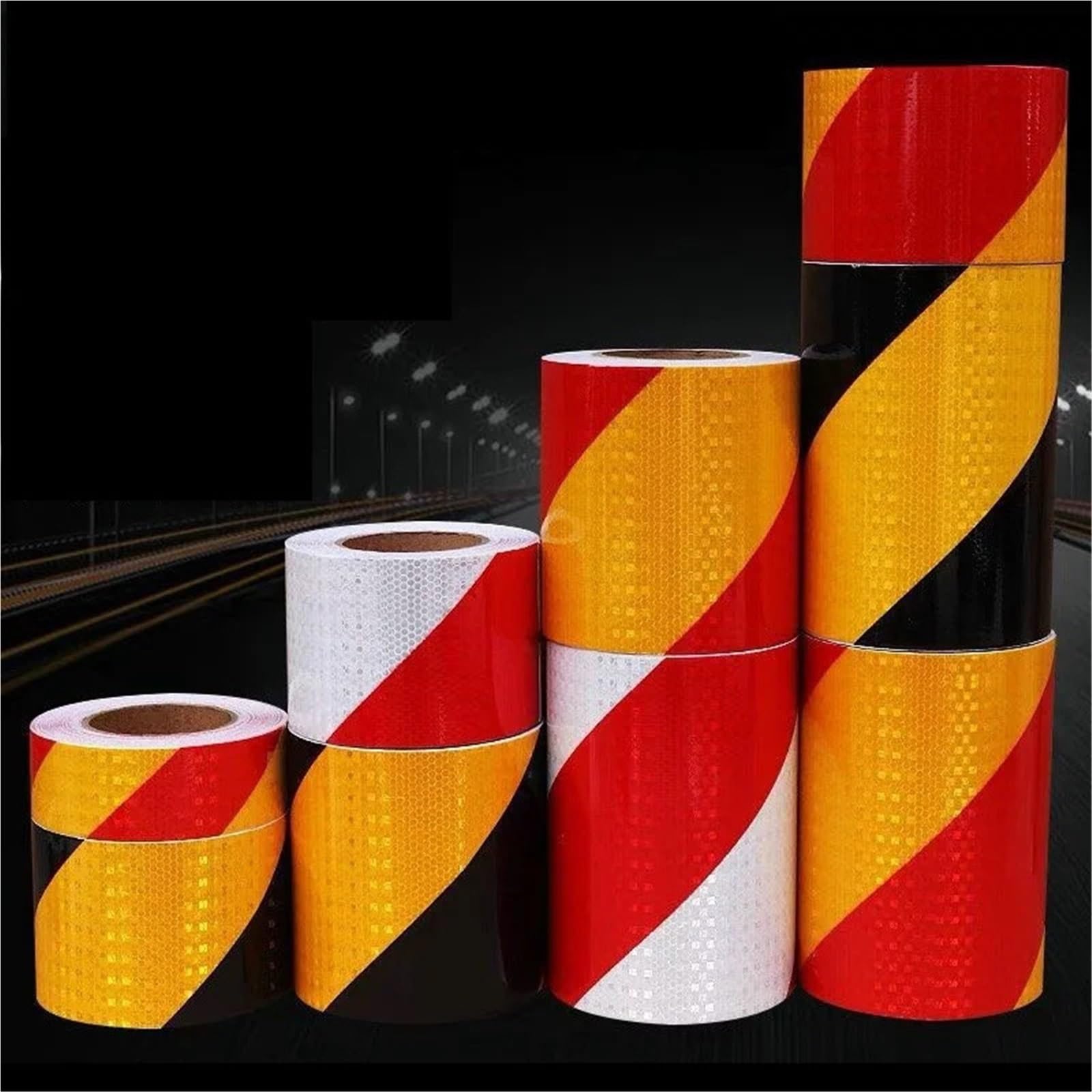 Cinta Reflectante Adhesivo reflectante de sarga fluorescente 5/10/15/20 cm | Cinta protectora de seguridad de advertencia de señales de tráfico(White Red Twill,15cmx5m)