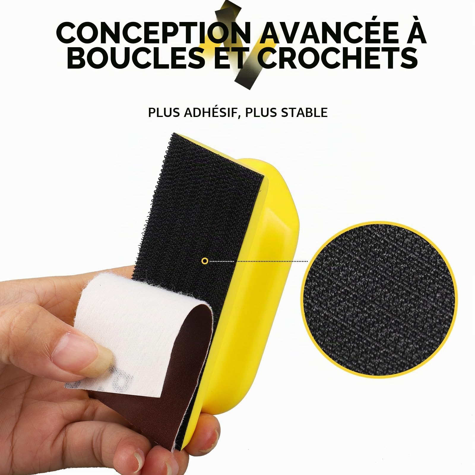 Bloc de ponçage 16 pièces Manuel à Crochet et Boucle en Forme de Souris Tampon à Main Convexe et concave pour Travail du Bois Restauration de Meubles