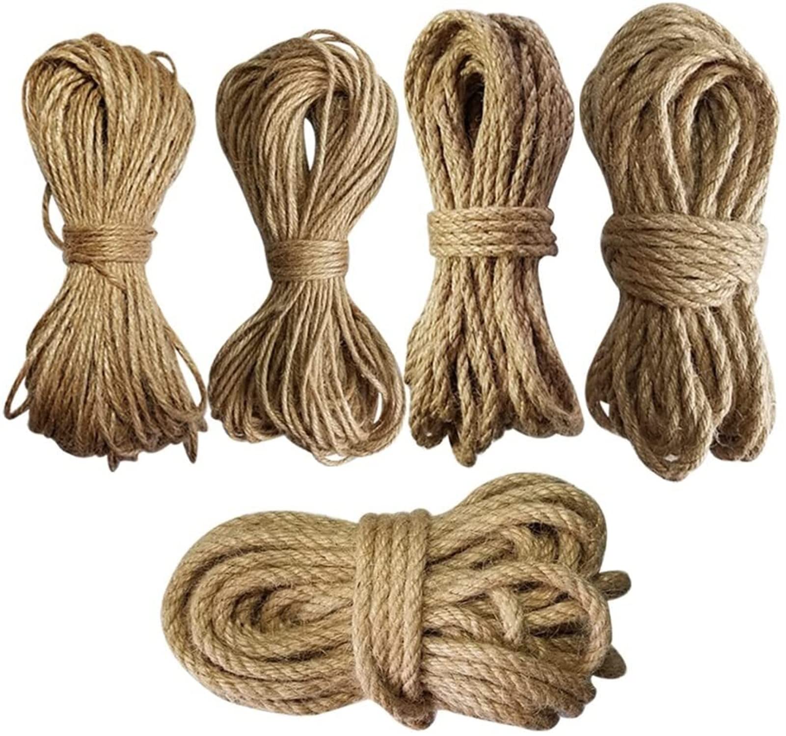 lina sznurkowa, lina, pas linowy, Sznurek Naturalna lina jutowa Średnica 2 mm-6 mm Sznurek makrama Sznurki do dekoracji DIY Lina jutowa (Kolor: 6 mm 20 m) (Kolor: 3 mm 25 m)(Color:6mm 20m)