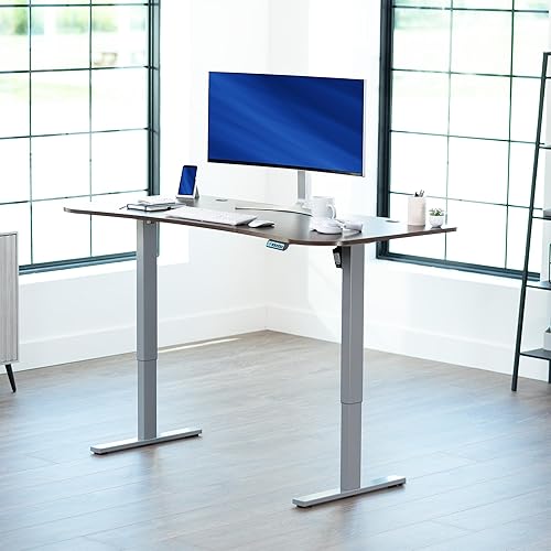 Vista 353 de VIVO DESK-KIT-1W6G - Escritorio eléctrico de pie de 60 x 24 pulgadas, ajuste de altura de memoria, serie 1B, parte superior de nogal oscuro de una