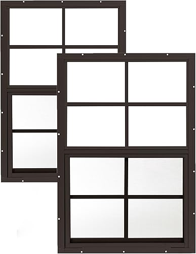 Miniatura 11 de Ventanas de cobertizo de 18 x 27 pulgadas (paquete de 1) Ventanas corredizas con vidrio templado y pantallas Montaje empotrado, marcos de Negro