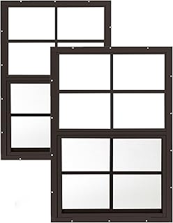 W1827BR-BX2 18" W x 27" H Flush Mount Sliding Shed Window, Brown, Tempered Glass, 2 PK