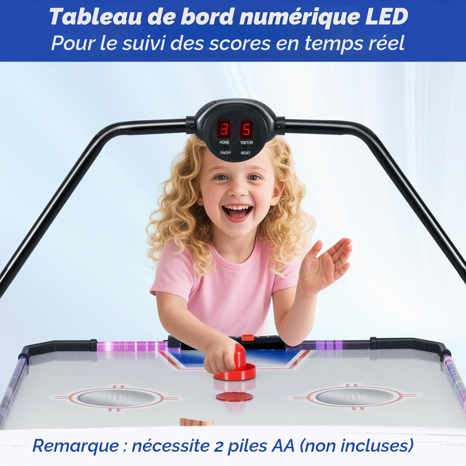 HOMASIS Table de Hockey Aérien avec Score LED Numérique