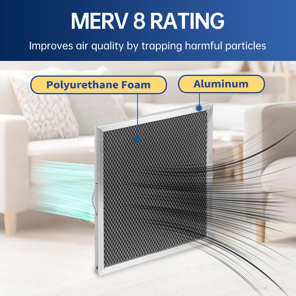 5881 Dehumidifier Filter MERV 8 Washable Compatible with Whole-House Dehumidifiers Models E100 E080 8192A and Dehumidifying Ventilator 8192A Replacement Filter 2 Packs