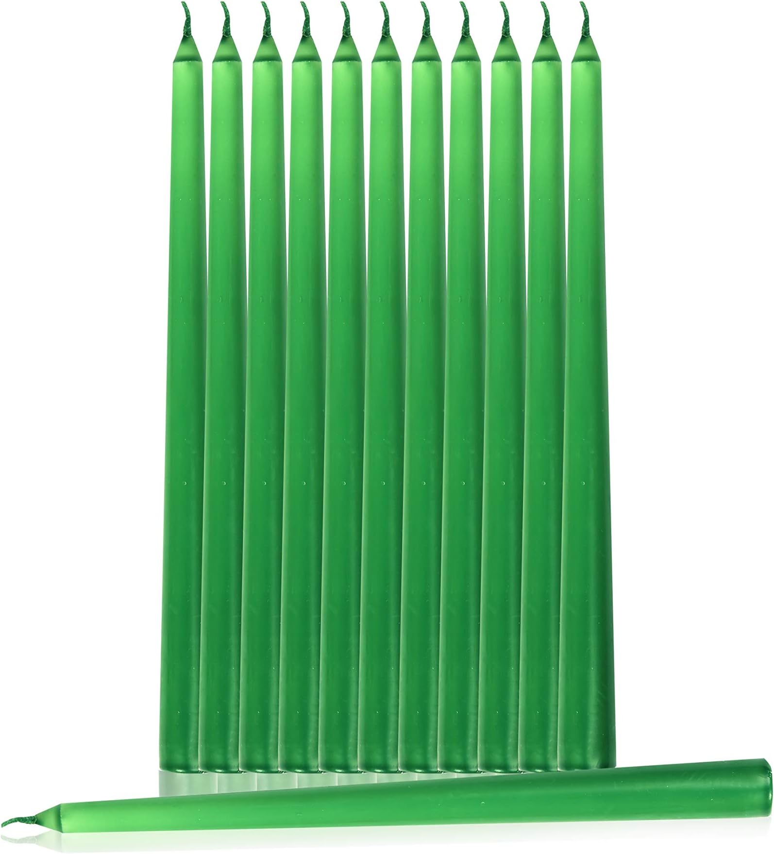 Artemis Unscented Green Taper Candle 12 Pack