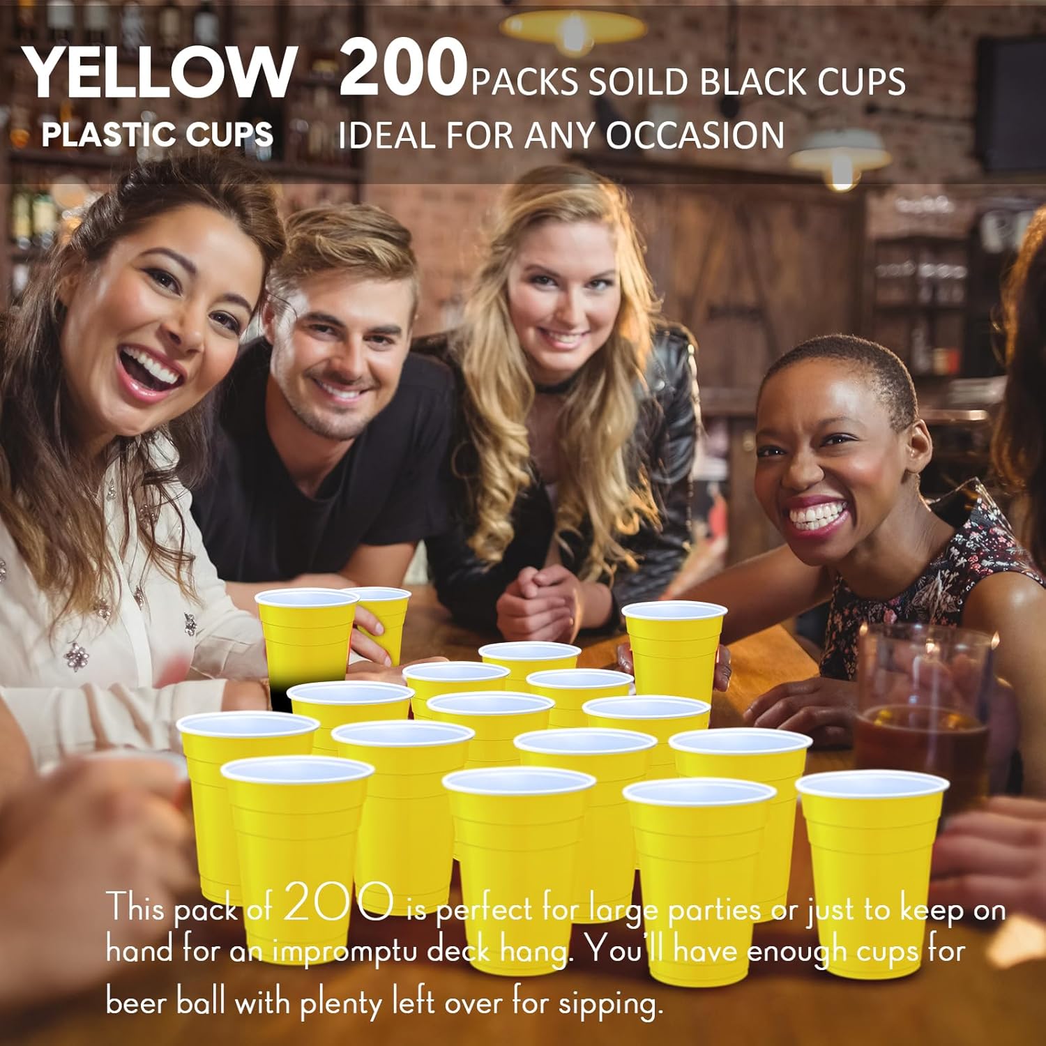 Zopeal 200 Count 18 Ounce Plastic Disposable Cups Beverage Drinking Heavy Duty Large Party Cold Drink Plastic Cups for Birthday Graduation Halloween Drinks Soda Punch Barbecues Picnics(Yellow) - Image 7