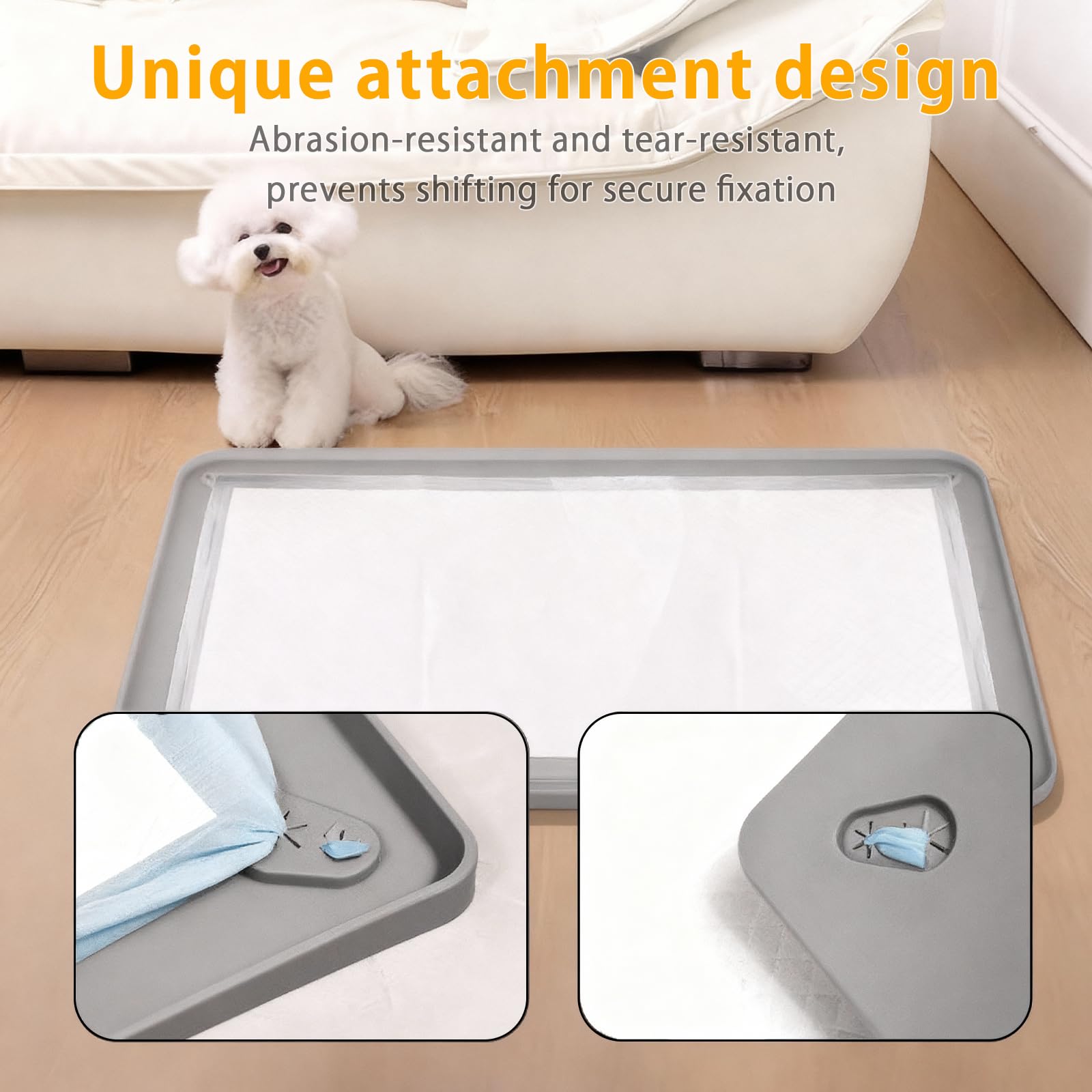 Support de tapis pipi pour chien, plateau en silicone, fixation | Pliable, réutilisable, lavable, antidérapant, imperméable, bord surélevé anti-fuite, protection du sol intérieur