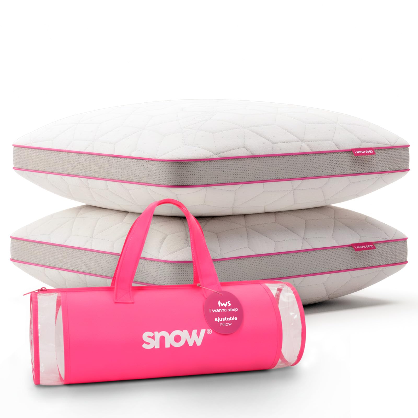 IWS I WANNA SLEEP SnowTouch Adjustable Pillow Neck Support Bed Pillows for Sleeping Gel Cross Cut Memory Foam