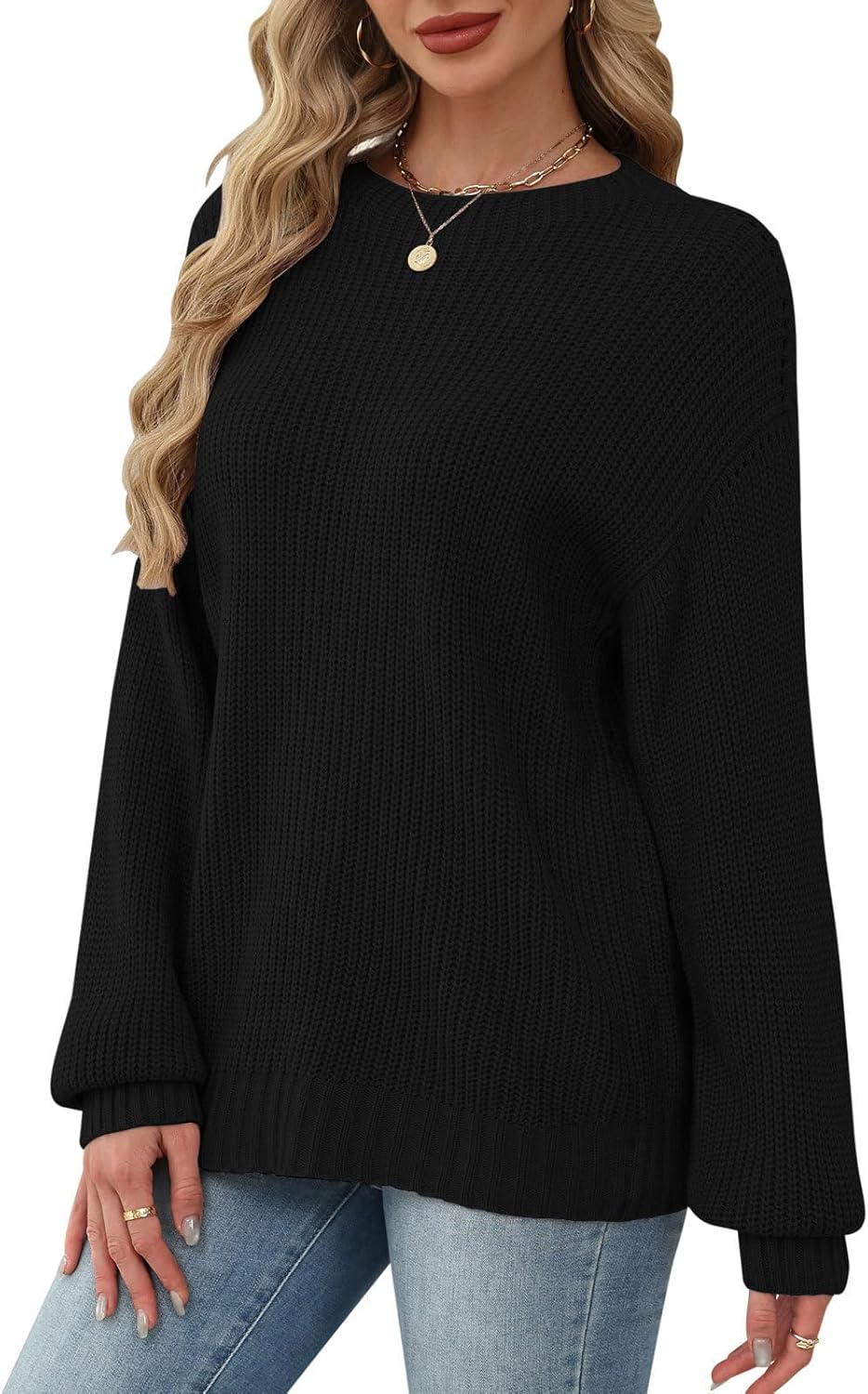 Womens Sweaters Early Fall Fashion Clothing 2025 Long Sleeve Shirts Cowboy Chic Sweatshirts Chocolate Clothes Casual Plus Size Blouses Christmas Tops Trendy School Outfits for Teachers Black X-Large - Image 2