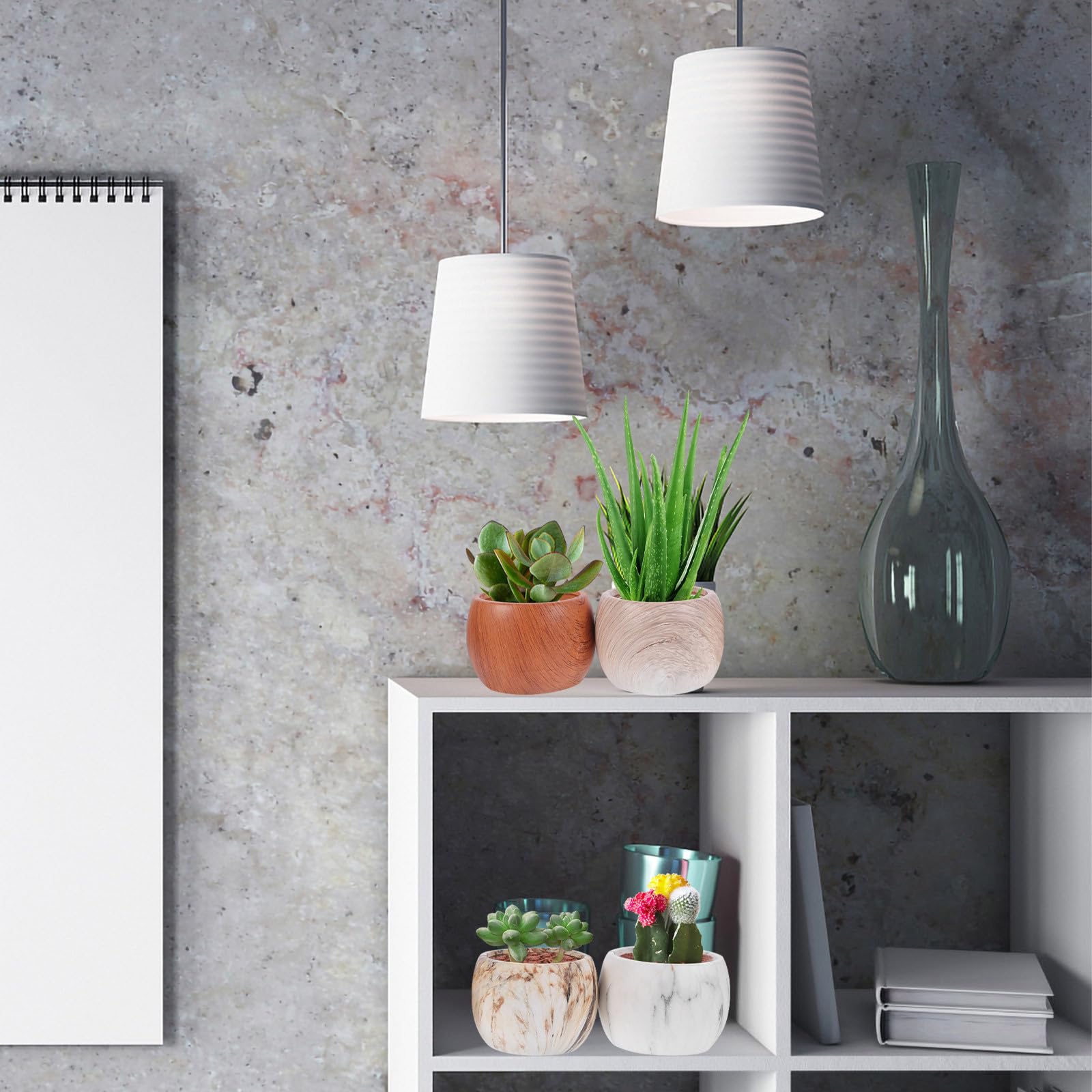 INOOMP 4 Piezas Maceta de Cerámica para Suculentas y Mini Plantas, Diseño