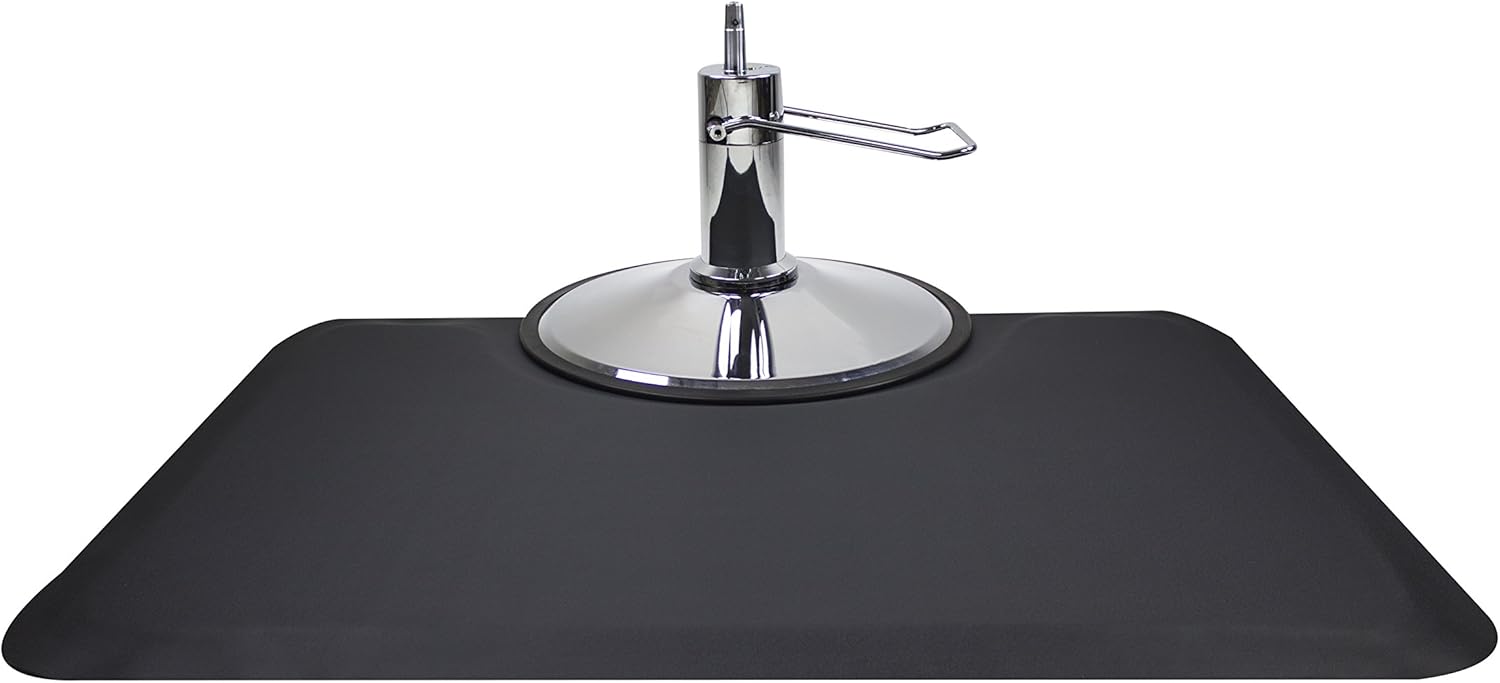 Buy-Rite Professional 3'x4' Anti-Fatigue Salon Mat – 1/2" Thick, Puncture-Proof, Low-Static, Rectangular Mat with Chair Depression – Reduces Leg & Back Strain, Easy to Clean, Black, SHP-AF3040R1/2