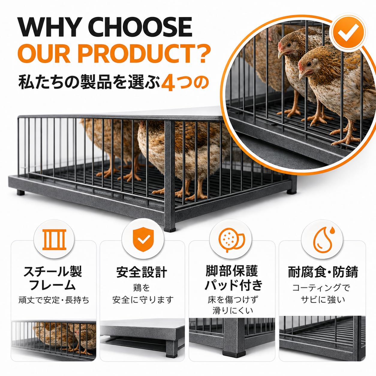 【左右に庭がある】大型ペットケージ 小動物ケージ 鶏ケージ 4～6 羽用 大容量 Amazon | 鶏小屋 鶏ケージ 大型 120×50×60cm 鉄製フレーム 高密度