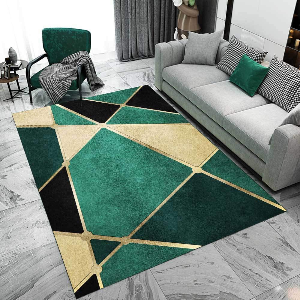 Extra Large Area Rugs Living Room Rug Anti Slip Home Decor Carpet Modern Geometric Green 170 x 240 cm