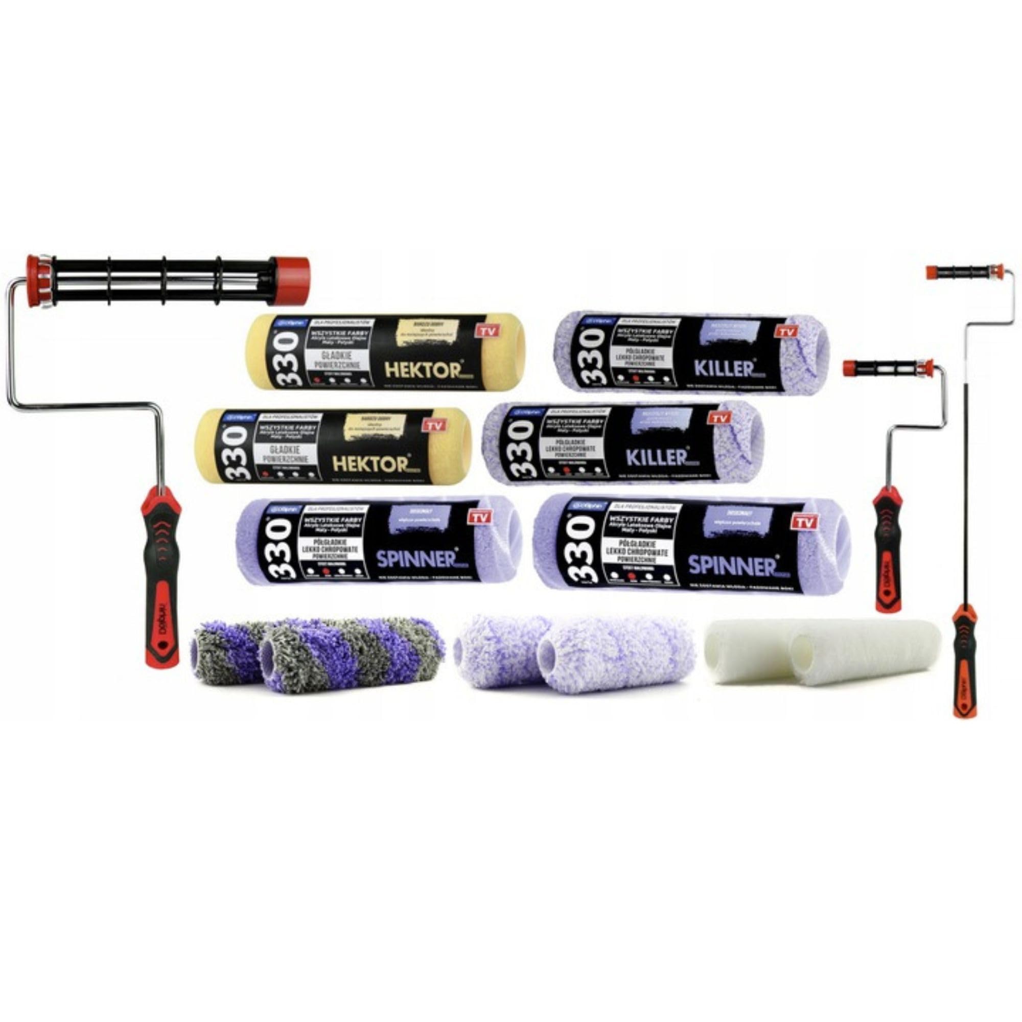Malerset 15 tlg: 6x Farbroller 25cm(9mm;13mm;13mm) -6x Farbroller 10cm (10mm;8mm;6mm) - 3 x Roller-Griff (10cm;10cm;25cm)- Streichsets für Wandfarbe -Farbzubehör Made in EU