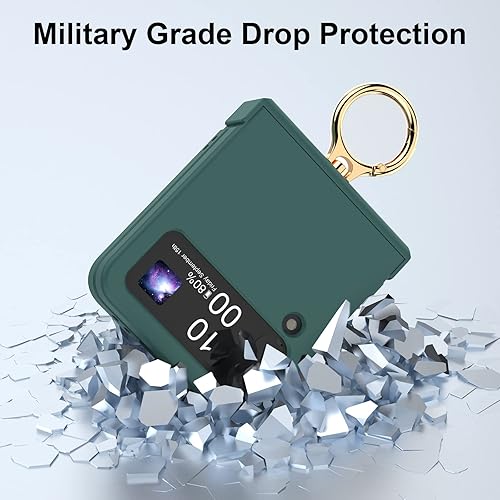 Miniatura 10 de Funda compatible con Galaxy Z Flip 4 con protección de bisagra y soporte de anillo, funda protectora delgada y fina para Samsung Z Flip 4 5G (negro)