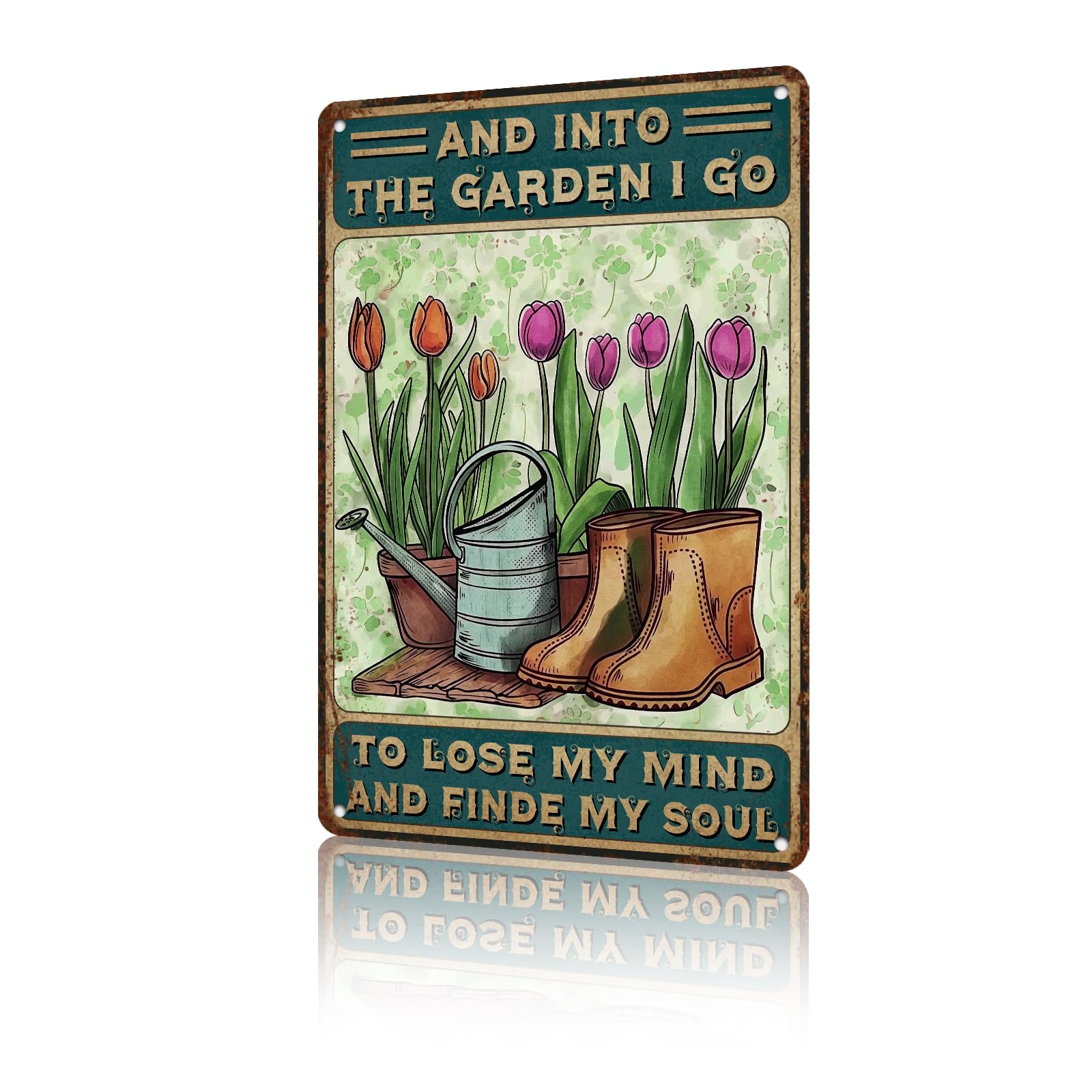 Anceky Gardening And into The Garden I Go to Lose My Mind Metal Tin Sign Yard Sign Wall Decor for Yard Bar Plub Outdoor Window 12×16 Inch