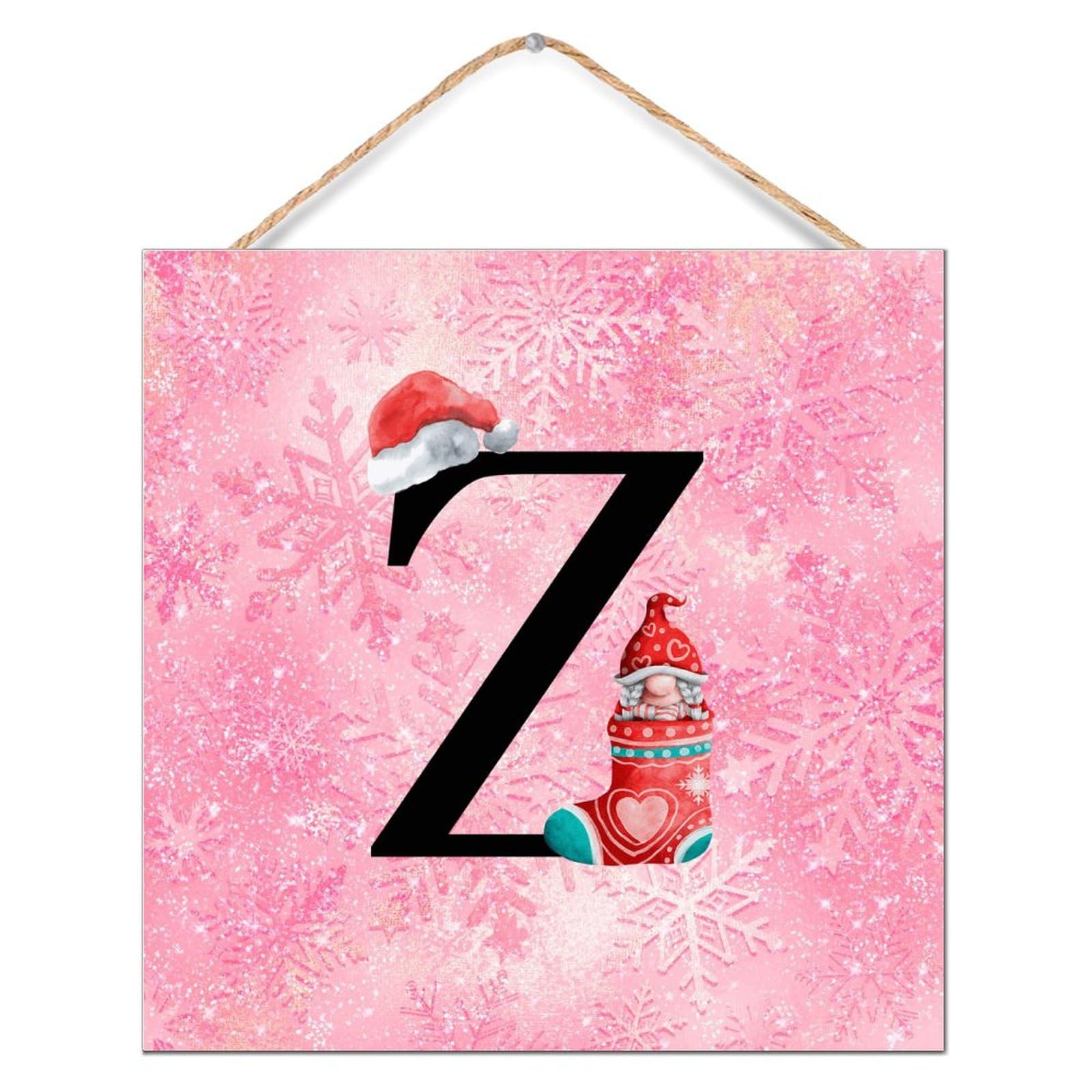 Décoration primitive pour Noël et panneau en bois monogramme initiale Z suspendu rustique