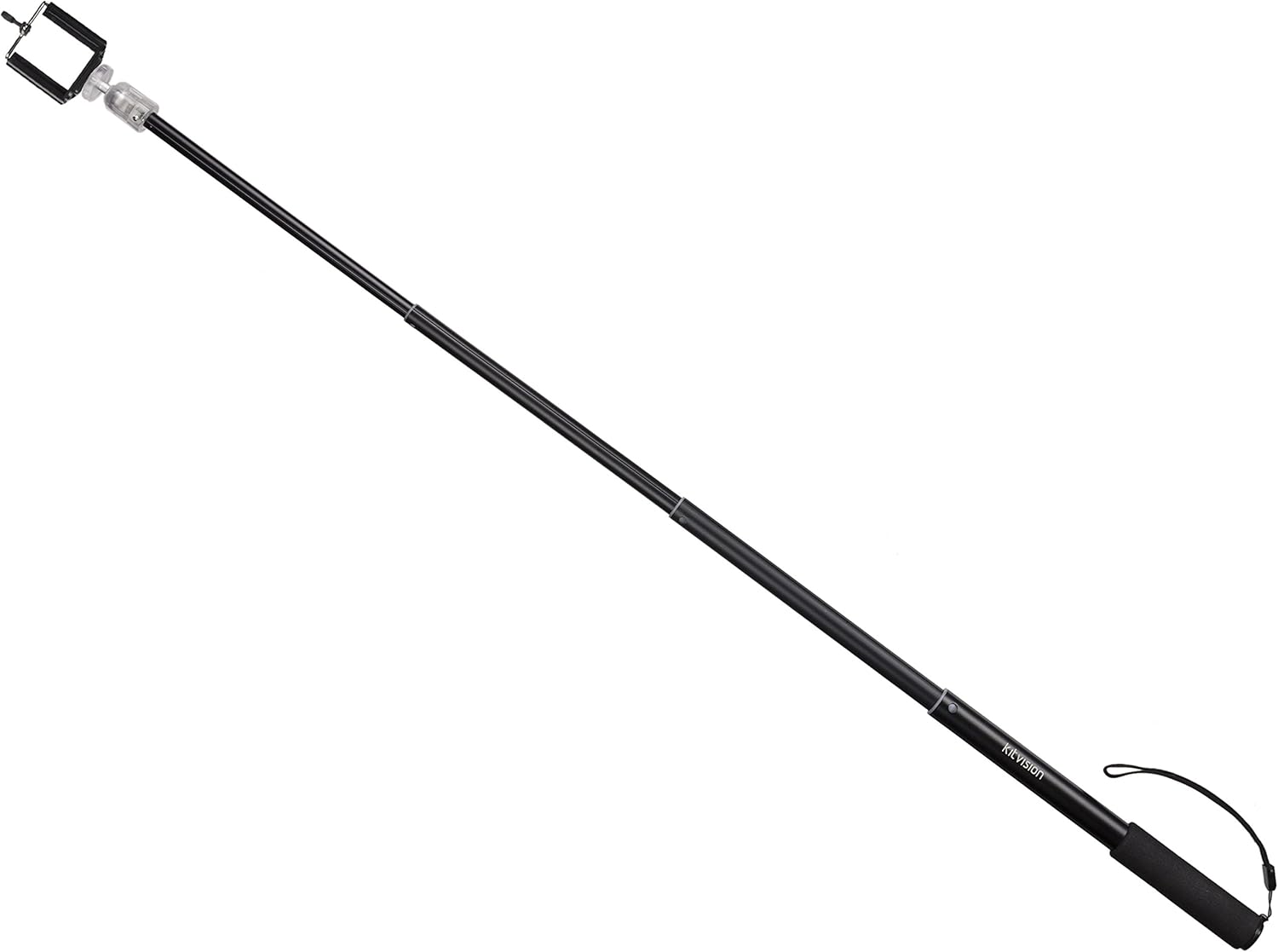 Large Lightweight Extendable Telescopic Twist-to-Lock Handheld Selfie Stick Pole/Monopod (Extends to 950mm) with Phone Holder Compatible with Android and iOS Smartphones, Cameras and Action Cameras - Black