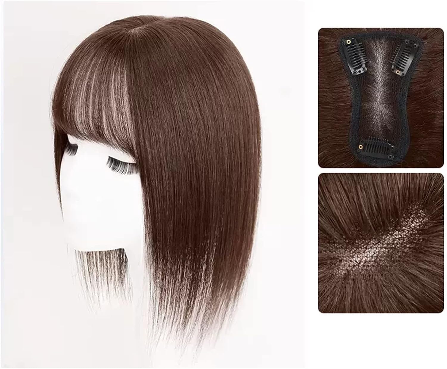 ウィッグウィッグガールズヘッドパッチ白髪リアルヘア細ふわ増加ヘアボリュームウィッグピースデイリーパーティー用(色:04-(7-8)3