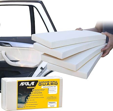 Amazon Apulat ガレージウォールガード 車のドアプロテクター 4つの自己粘着 ホワイト フォームパッドバンパー 傷から保護 狭い駐車場の車のドアと壁を保護 ガレージ用品 車 バイク
