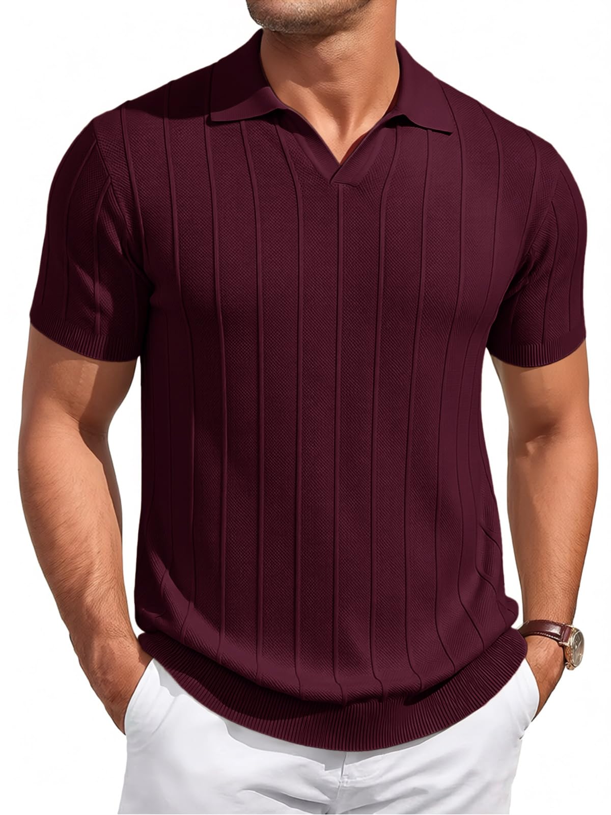 Runcati Herren Poloshirt Sommer Kurzarm Strick Polohemd Männer Einfarbig Knopfleiste T-Shirts Slim Fit Sport Golf Shirt Casual Basic Poloshirts