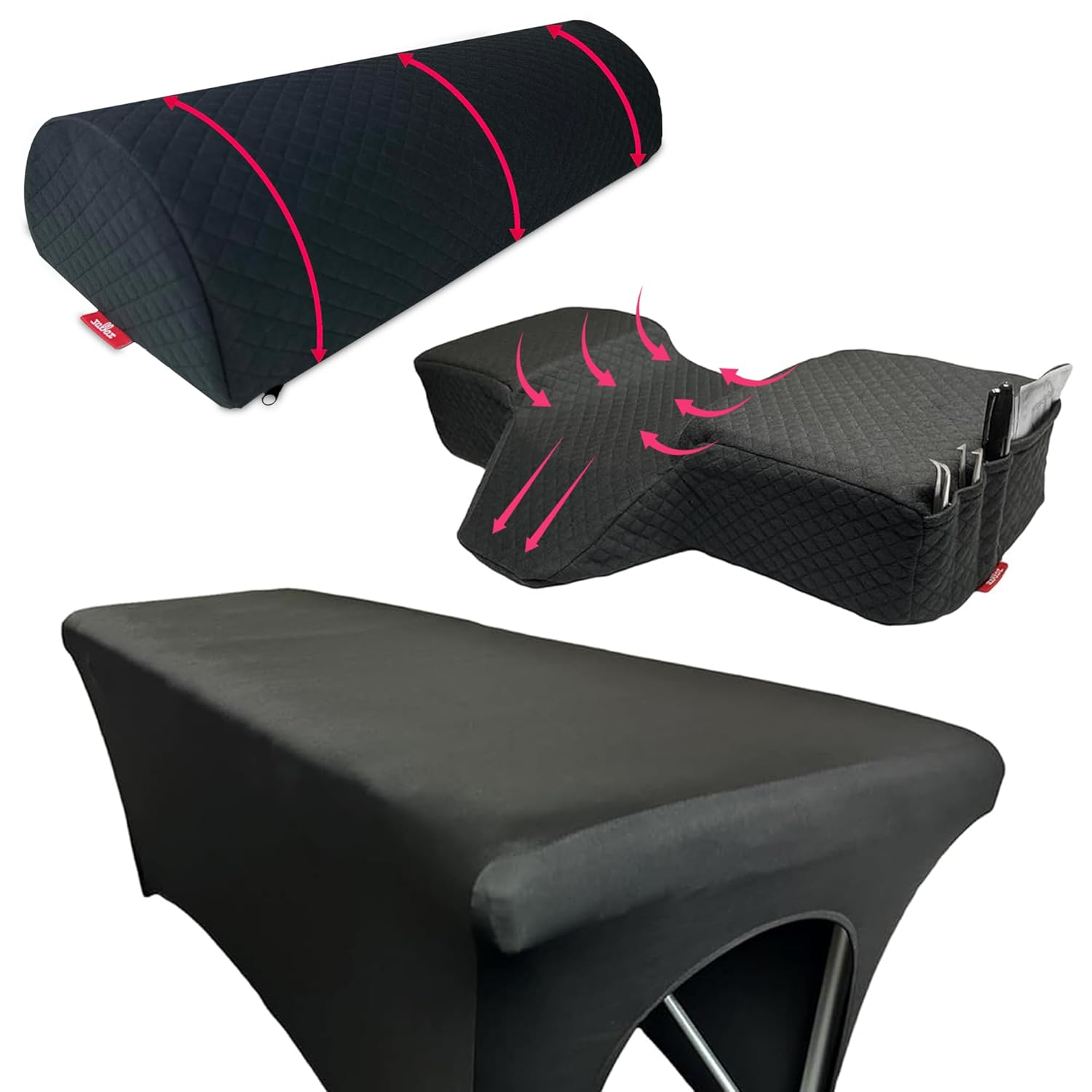 | Head Pillow + Leg Pillow + Lash Bed Cover | Curved Memory Foam Lash Bed Pillow with Neck and Back Support | Bolster Pillow for Leg and Knee Support | Spa Bed Cover for Lash Extension