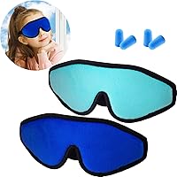 Vista 9 de 2 Piezas Máscaras de Sueño 3D para Niños de Espuma Viscoelástica Contorneada para los Ojos, Cubierta de Ojos para Dormir de Viaje con Correa Azul