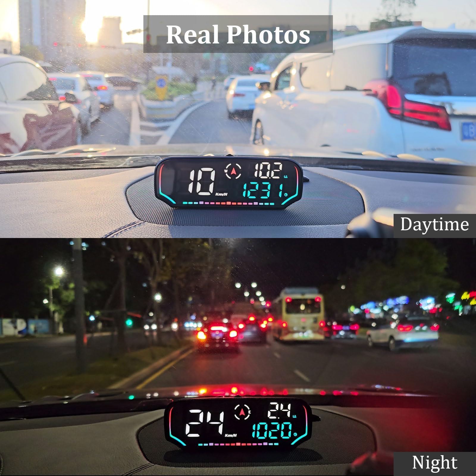 GPS Speedometer, Car Head Up Display, KM/H and MPH, Digital Speedometer Car MPH, with Speed Reminder and Fatigue Driver Reminder, Suitable for All Cars