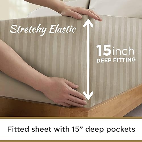 Miniatura 4 de Juego de sábanas de 3 piezas, tamaño individual XL, 100 % microfibra, damasco caqui, suave y cómodo, tamaño individual extra largo, bolsillo