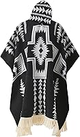 Vista 7 de Poncho mexicano sarape con capucha para hombres, estilo vintage, azteca, hippie, a rayas, occidental, manta poncho suéter sin mangas, disfraz de capa