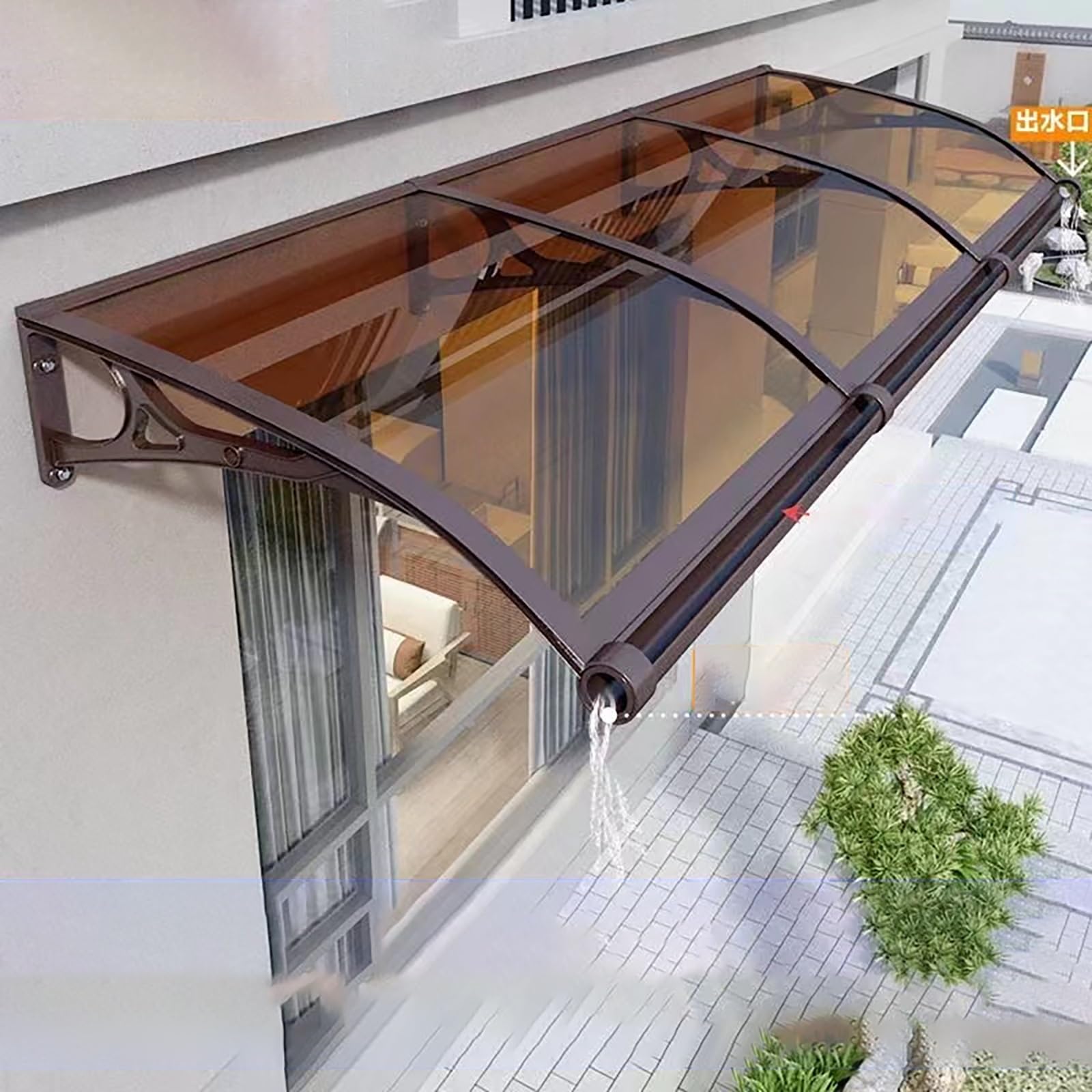 GJMSSMY Transparent Patio Awning - Aluminum Supported Outdoor Canopy for Windows, Doors, Porches & Terraces - Weatherproof Shelter for Rain & Sun Protection