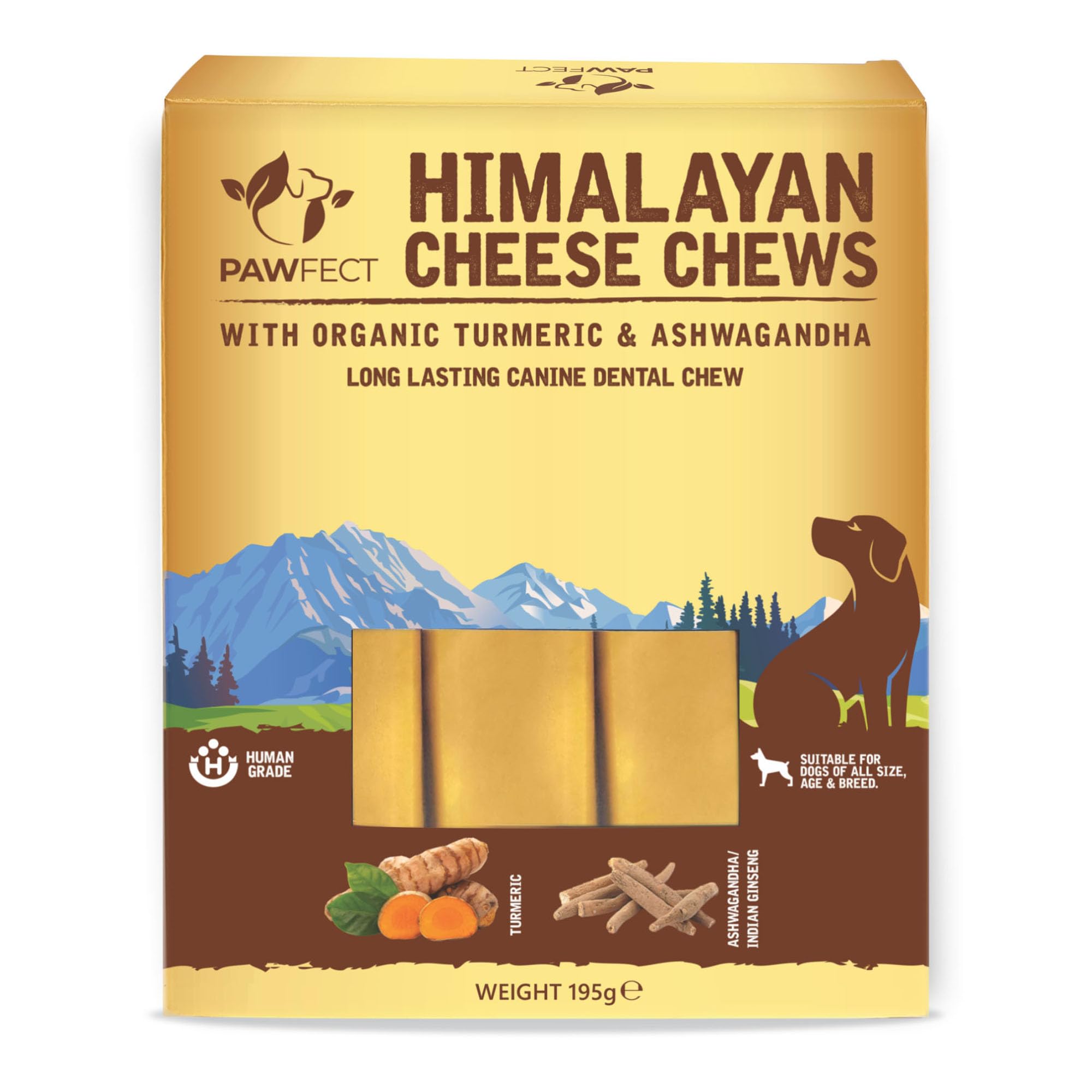 Pawfect Himalayan Cheese Chew Bar with Turmeric and Ashwagandha 195g (3x 65g)