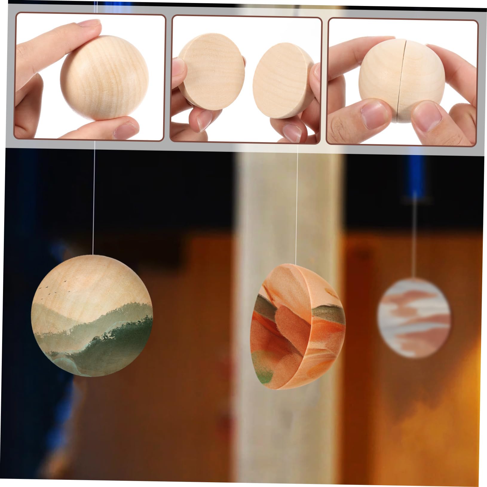 Bolas de Madera sin Terminar de Media Esfera 5cm, 40 Piezas