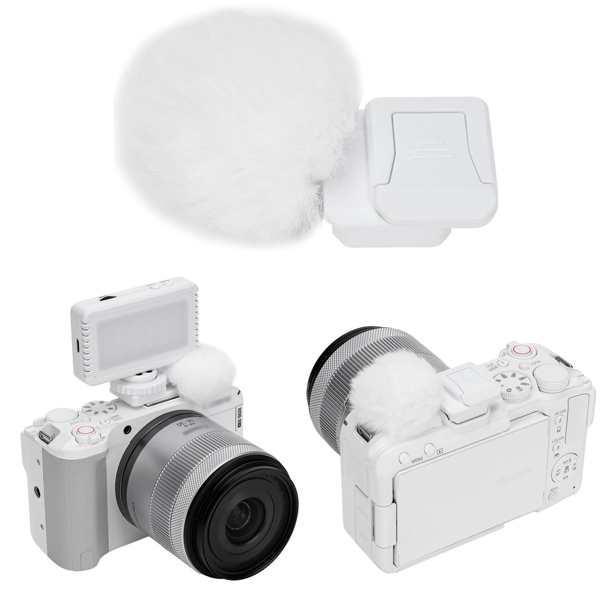 JJC Cold Shoe Wind Muff for Canon EOS R50 V R50V Camera(Not for R50), White