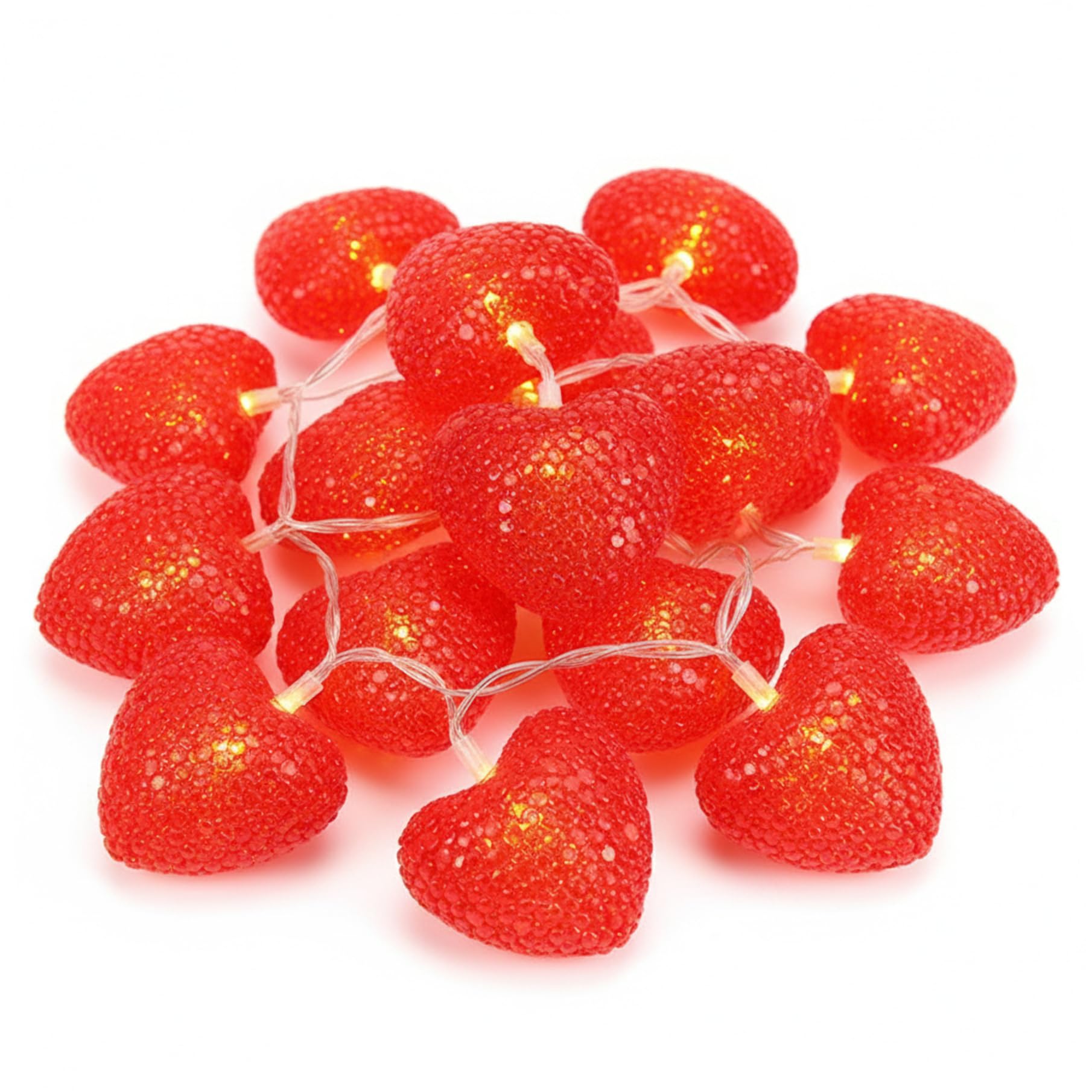 Bonalake Romantic Valentine's Day Decorations, Heart String Lights with 10 Hearts, 6.6ft Battery Operated LED Fairy Lights for Bedroom, Party, Wedding, Red Heart String Valentines