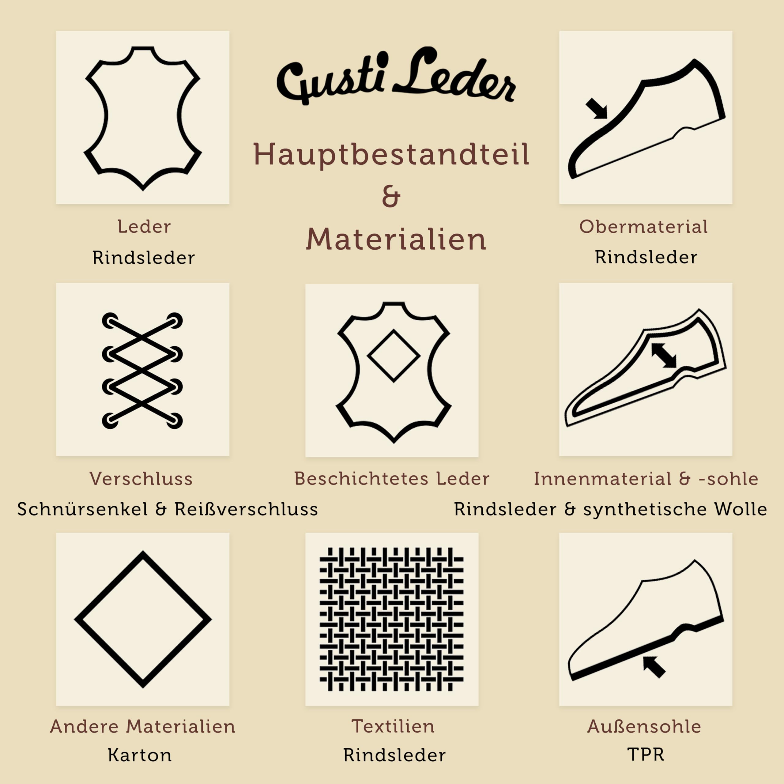 Gusti Leder Schuhe Falco - Schuhe mit Reißverschluss und Schnürsenkel