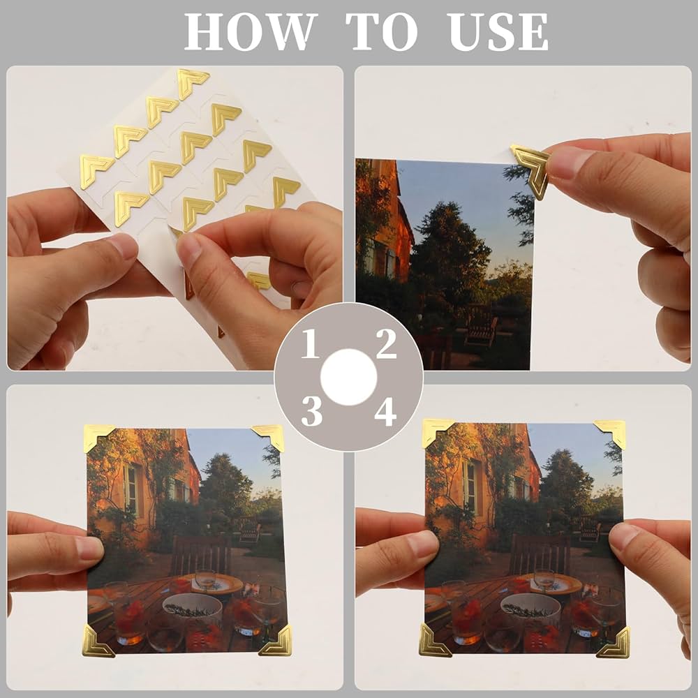 Uxcell Photo Corners Adhesive DIY Picture Mounting Sticker Brown 15 Sheets 360 Pcs