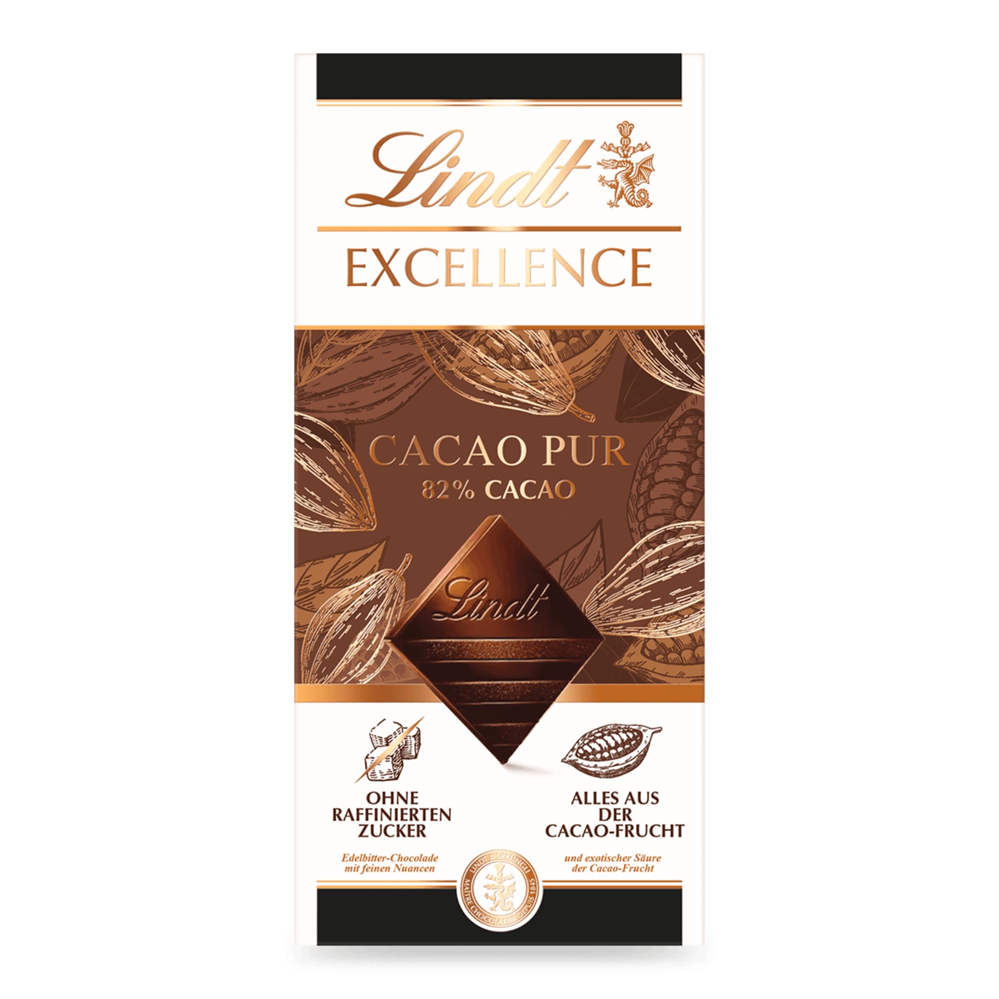 Lindt Schokolade | EXCELLENCE Tafel CACAO PUR | 50g | einzigartige Schokolade rein aus der Kakao-Frucht hergestellt | Vegane Schokoladen-Tafel